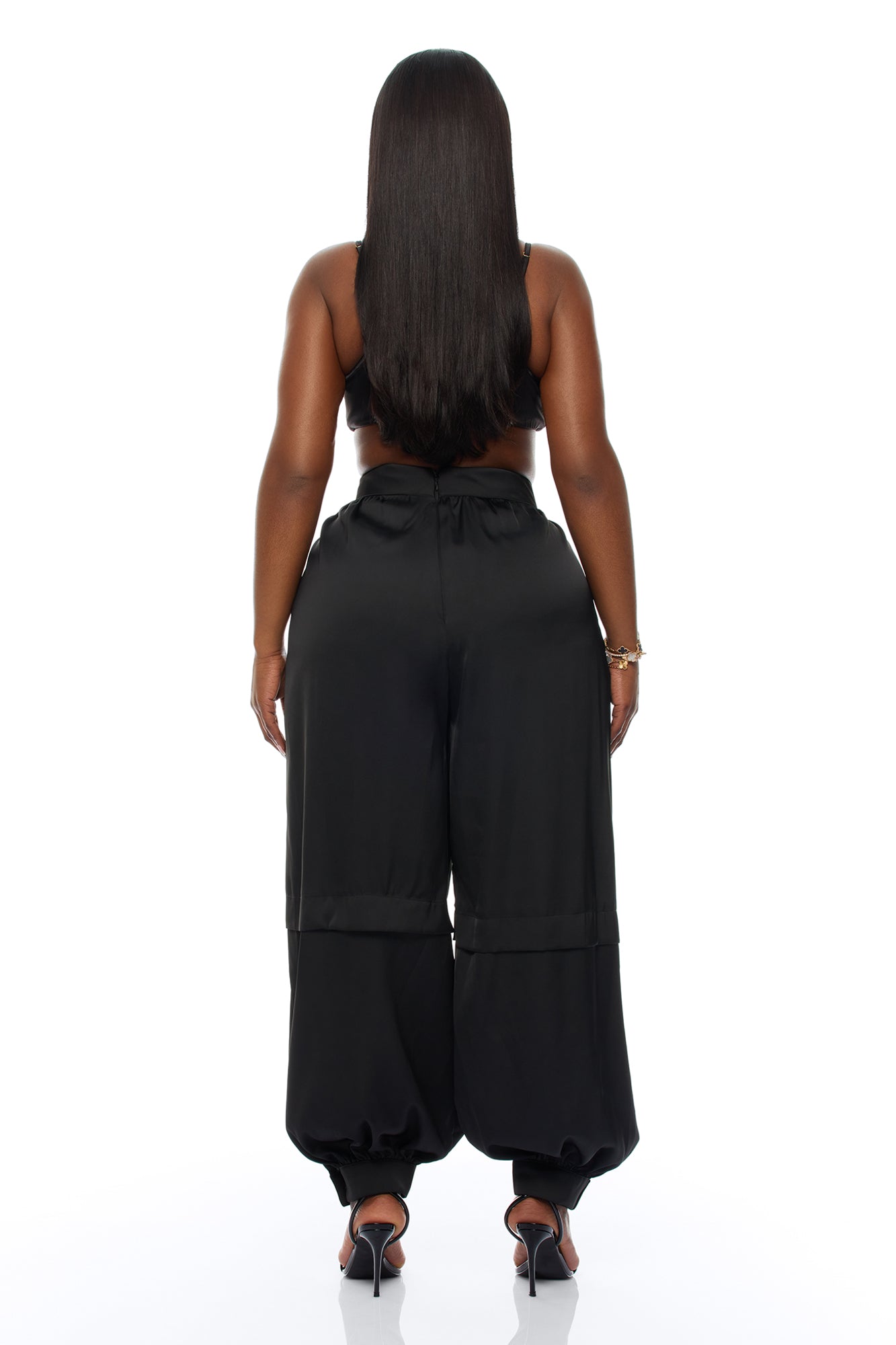 Cathryn Satin Balloon Pant - Black