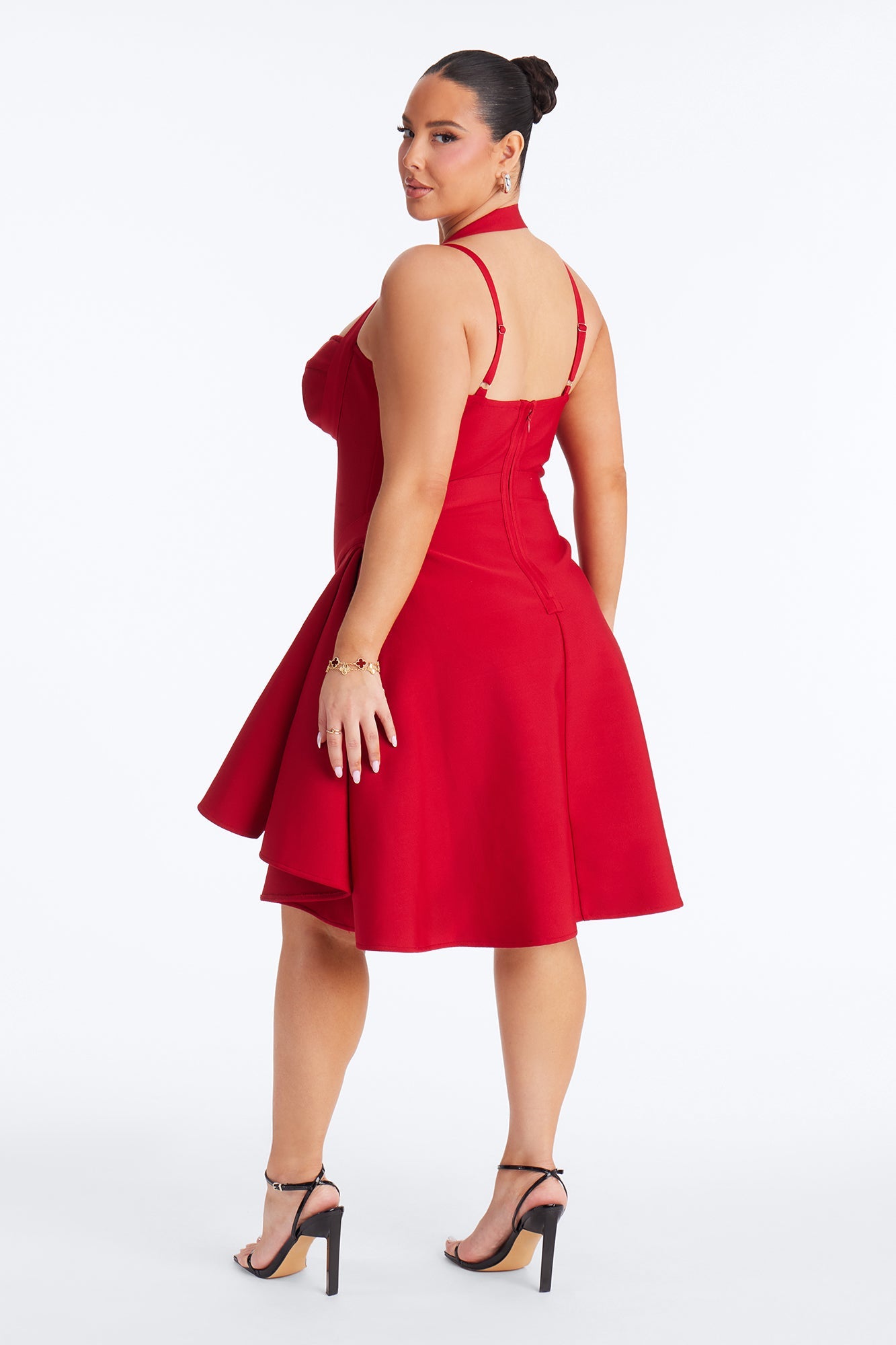 Alondra Asymmetrical Bandage Mini Dress - Red