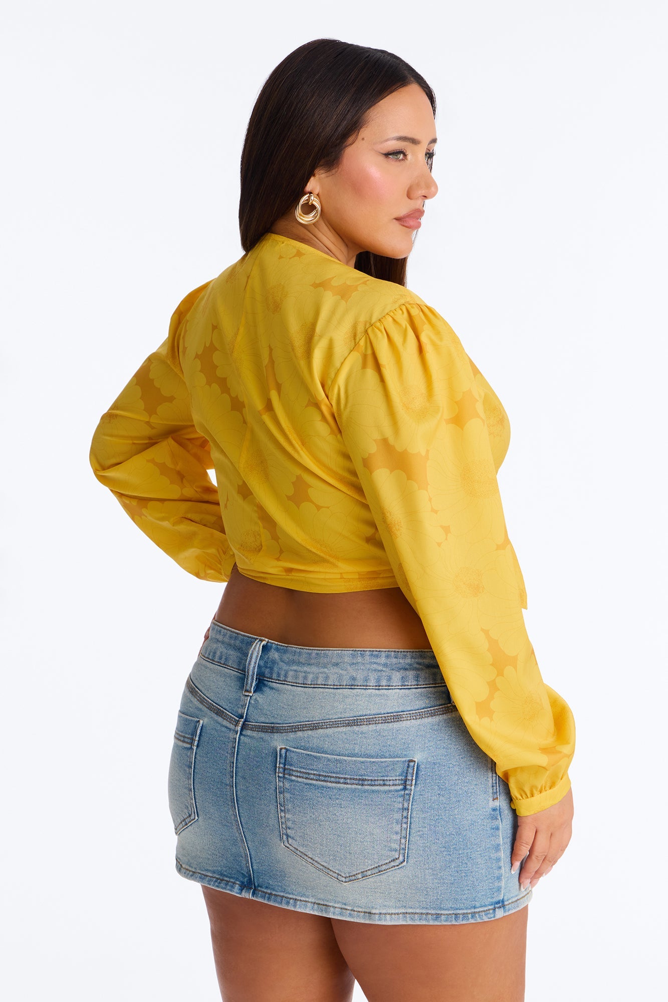 Summer Breeze Therapy Floral Satin Top - Yellow
