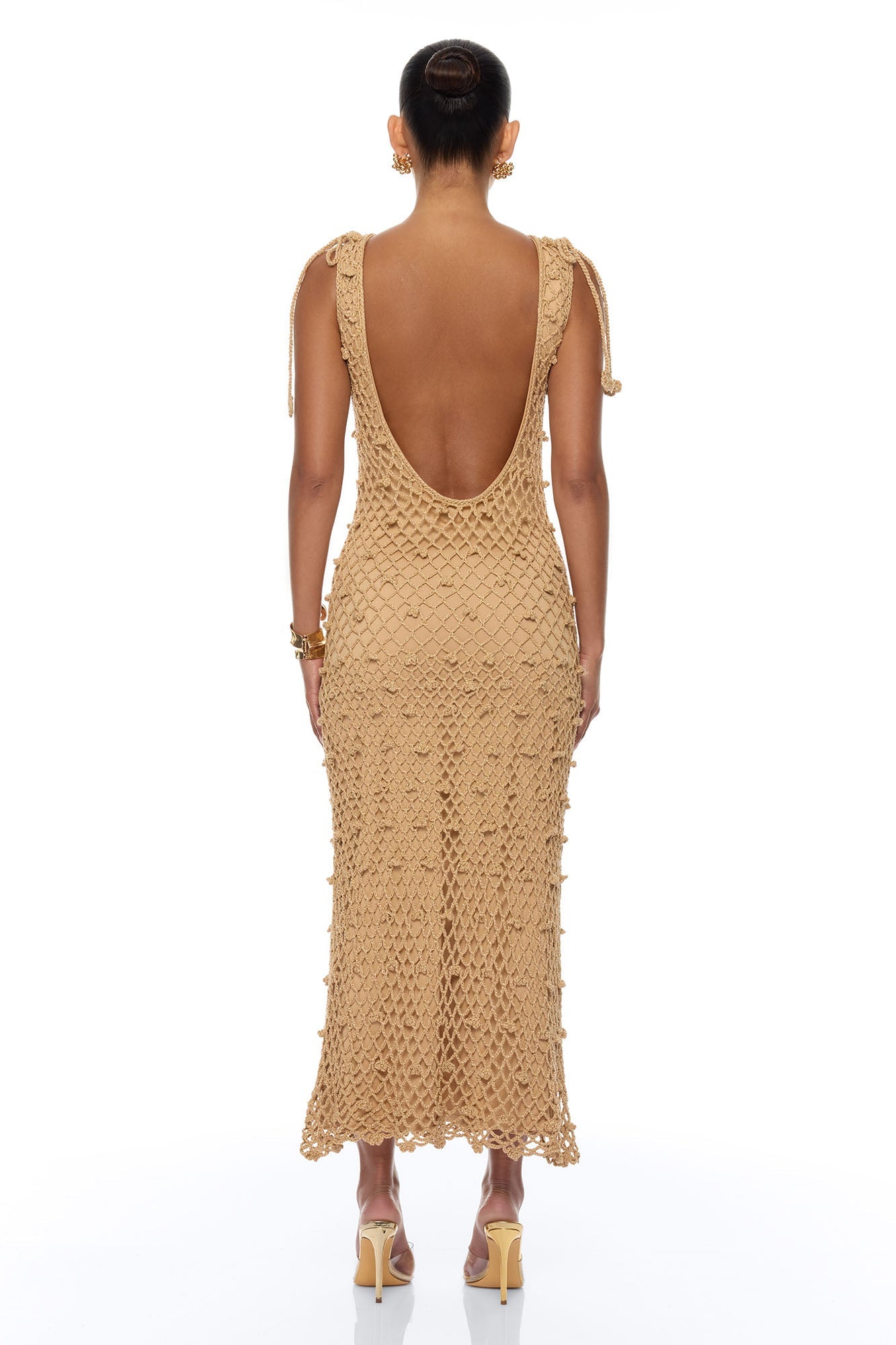 Cabana Vibing Crochet Maxi Dress - Brown