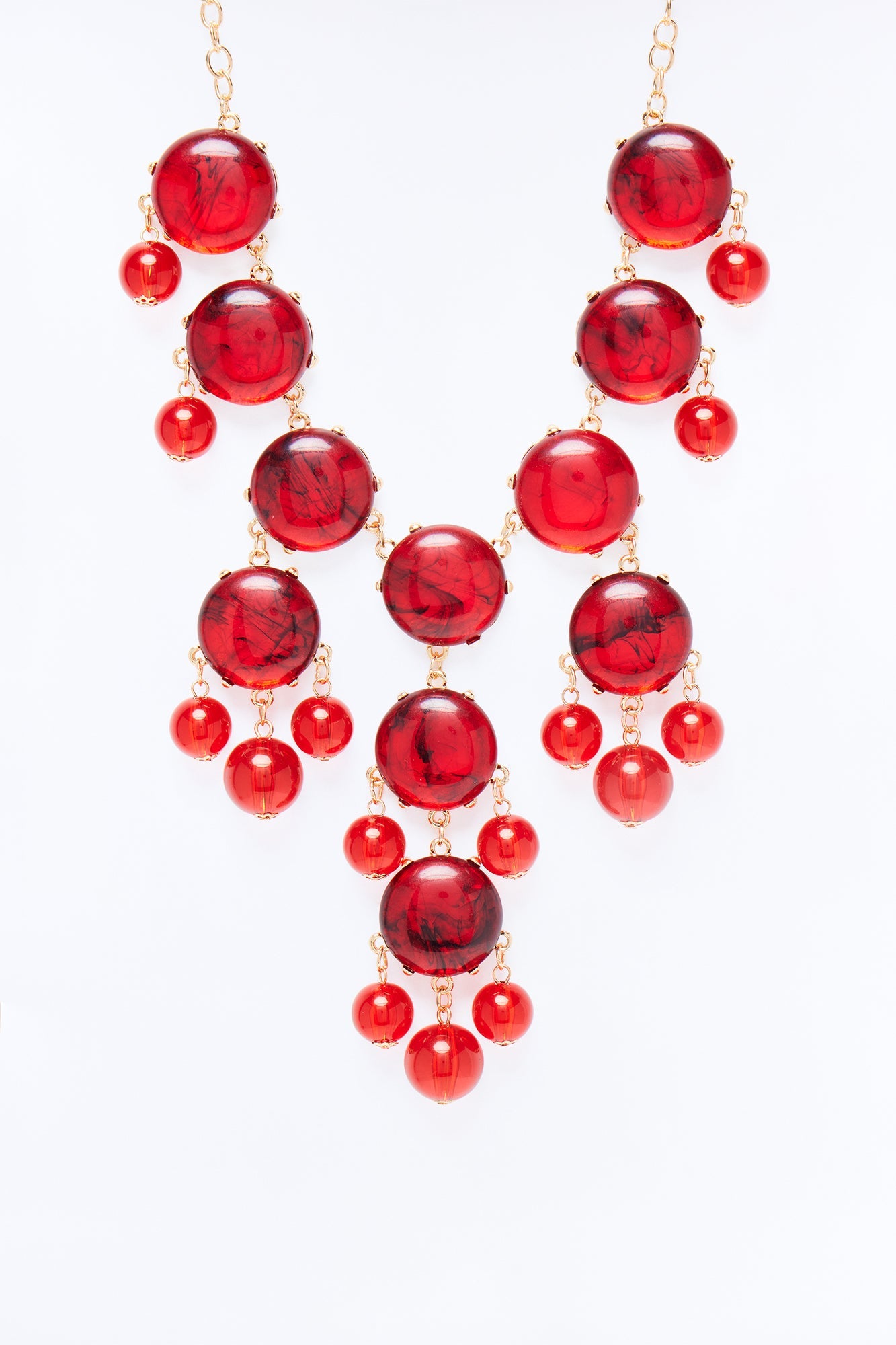 Zamaria Jeweled Layered Necklace - Gold/Red