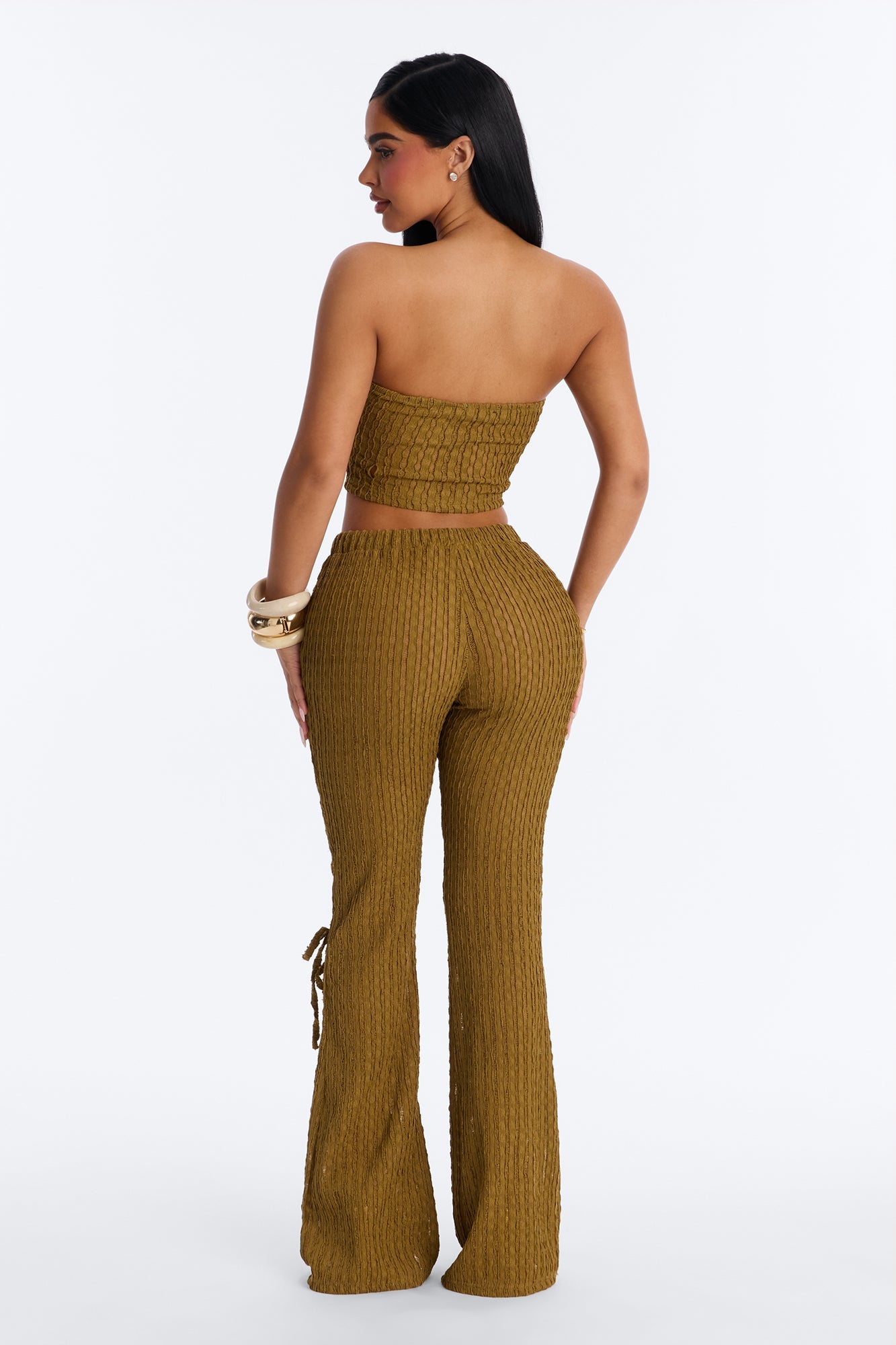 Logan Lace Up Pant Set - Moss