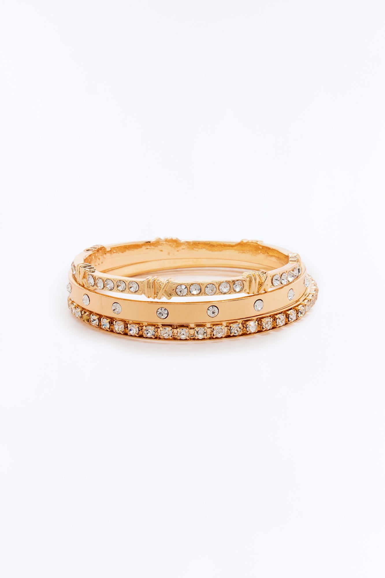 Simple Desire 3 Piece Bracelet Set - Gold