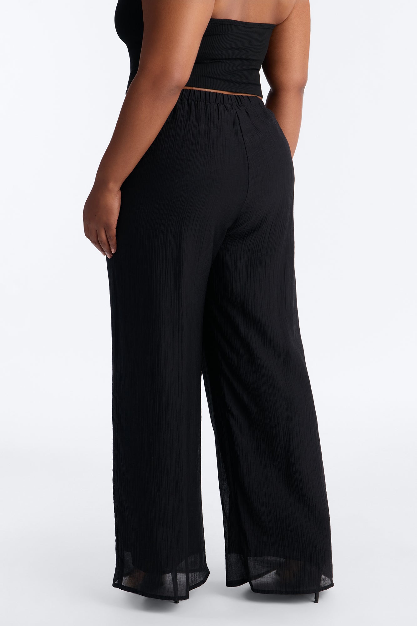Vacay Babe Textured Wide Leg Pant - Black