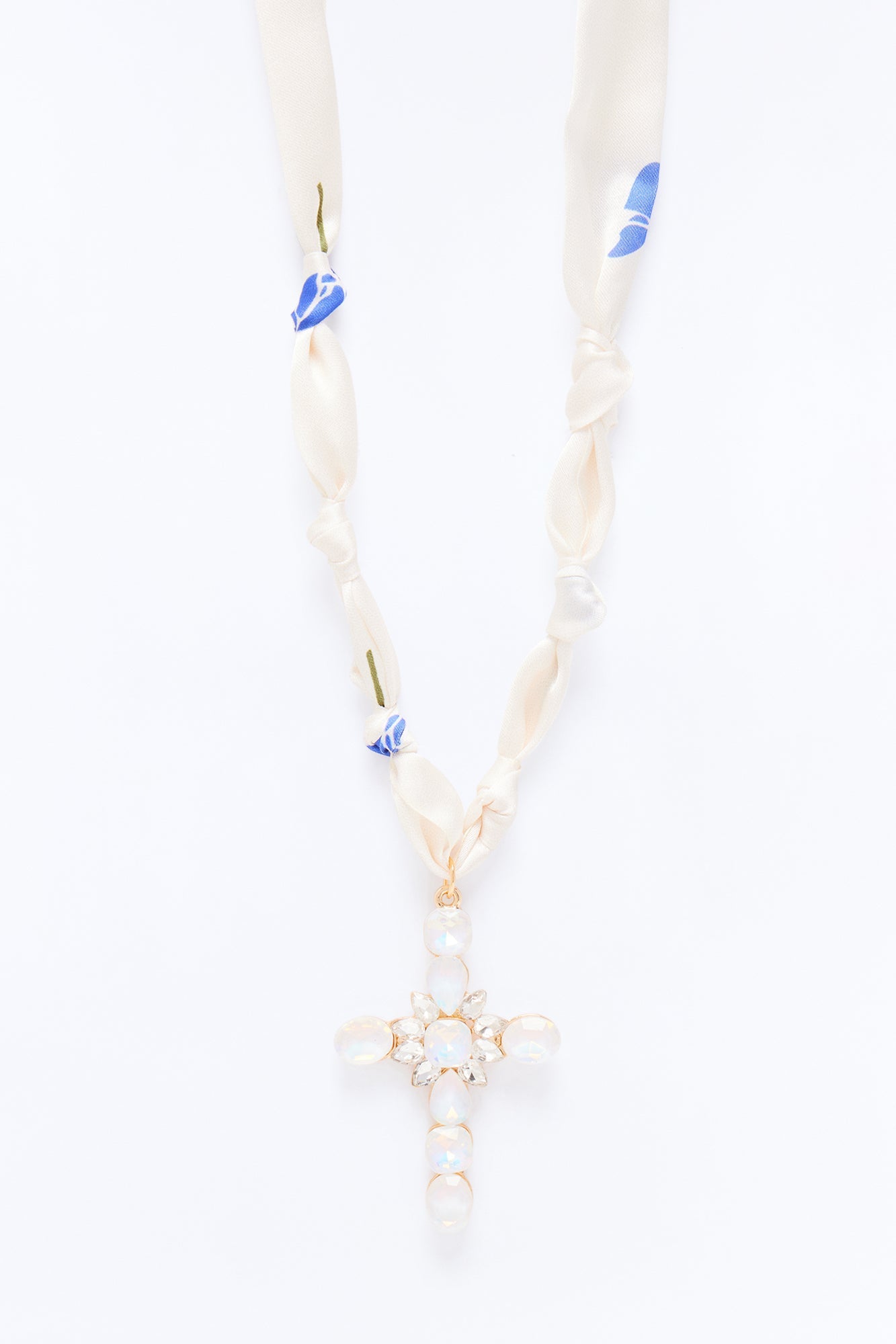 Rosemary Scarf Necklace - White/Gold