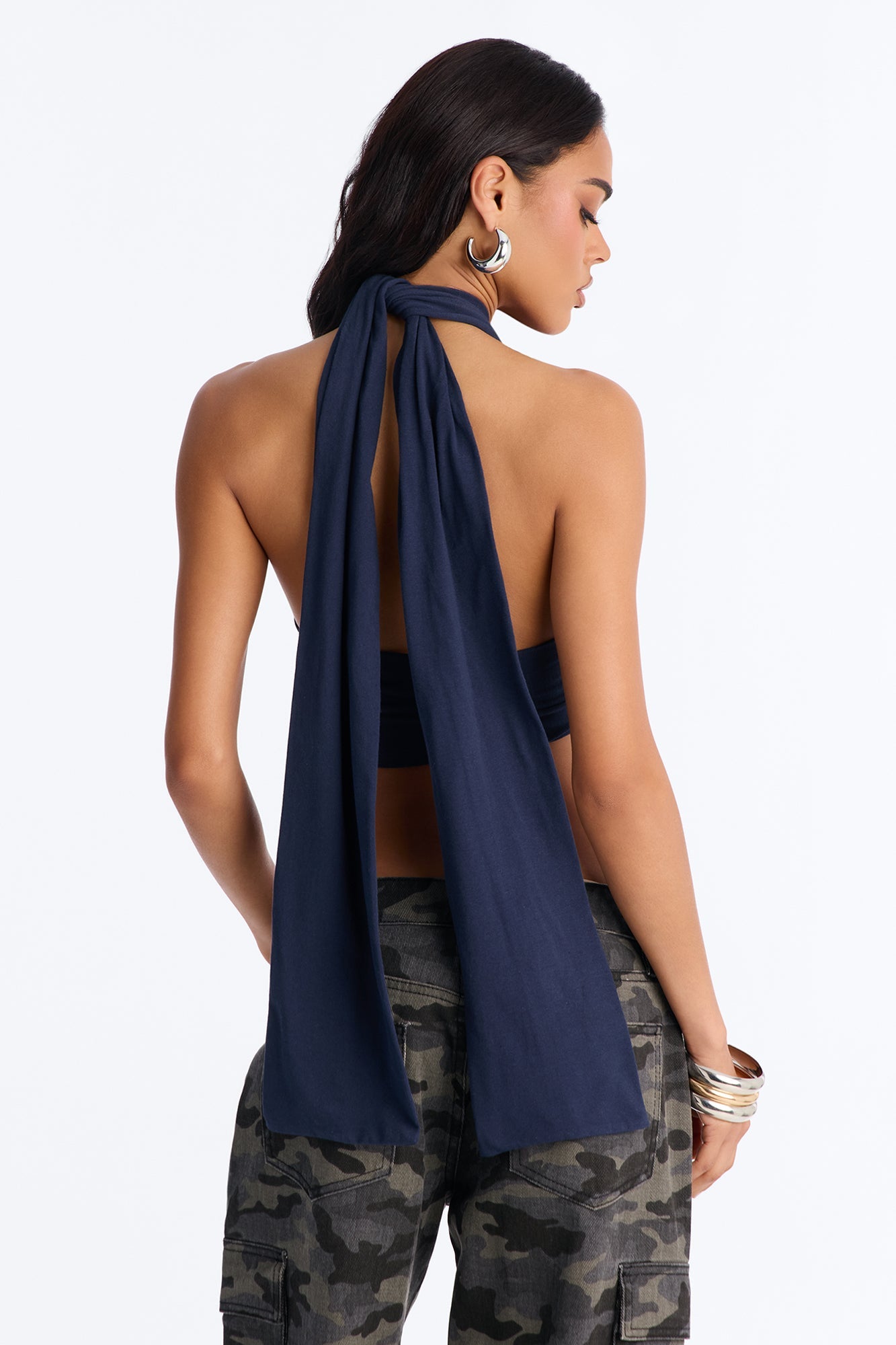 Eagle Eyes Halter Cropped Top - Navy