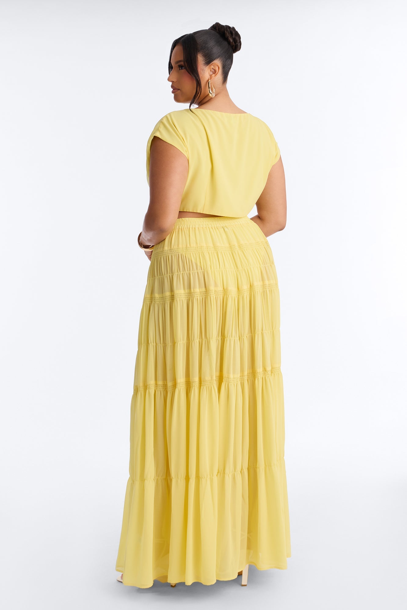 Sorrento Summer Chiffon Maxi Skirt Set - Yellow