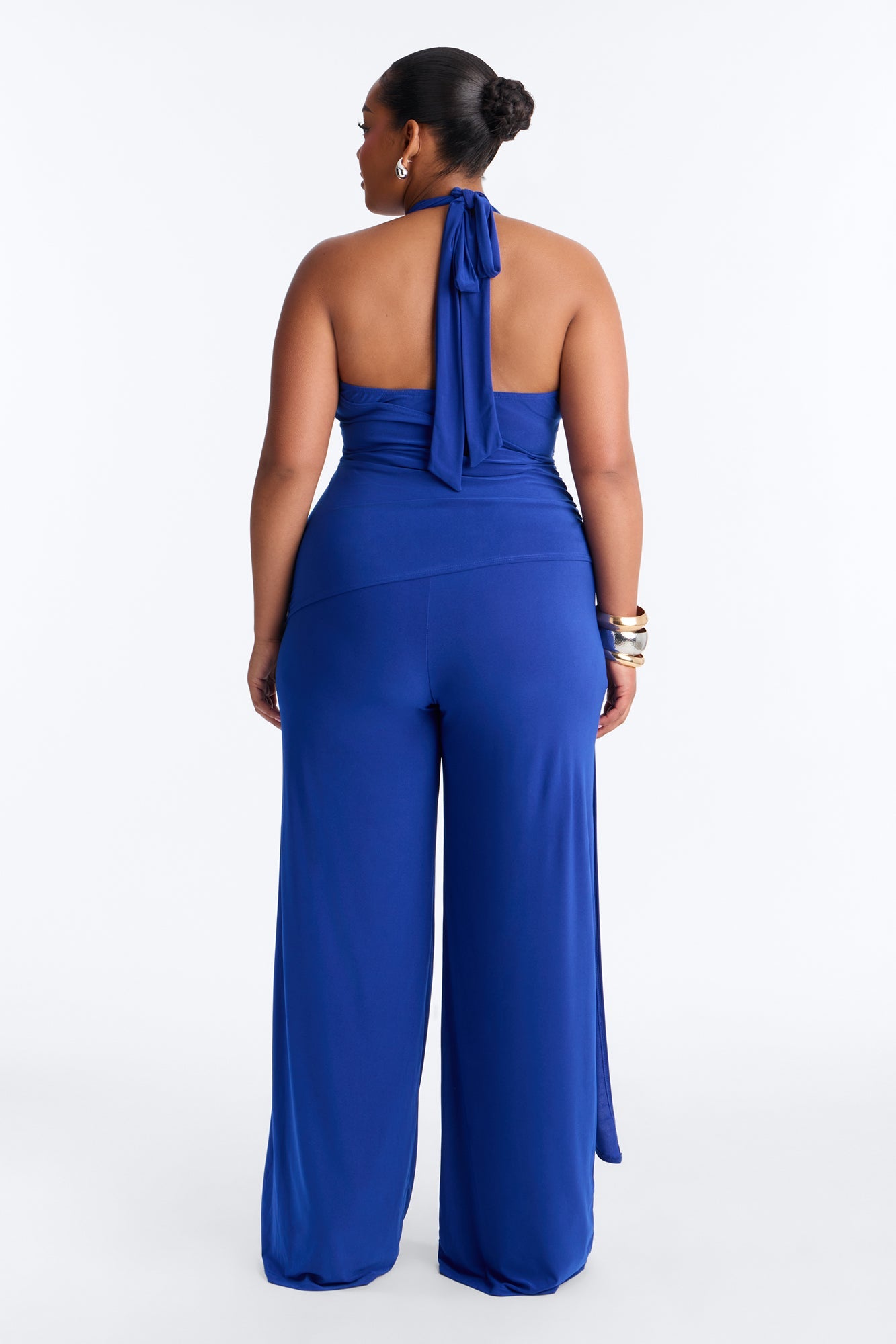 Gemma Halter Draped Jumpsuit - Royal