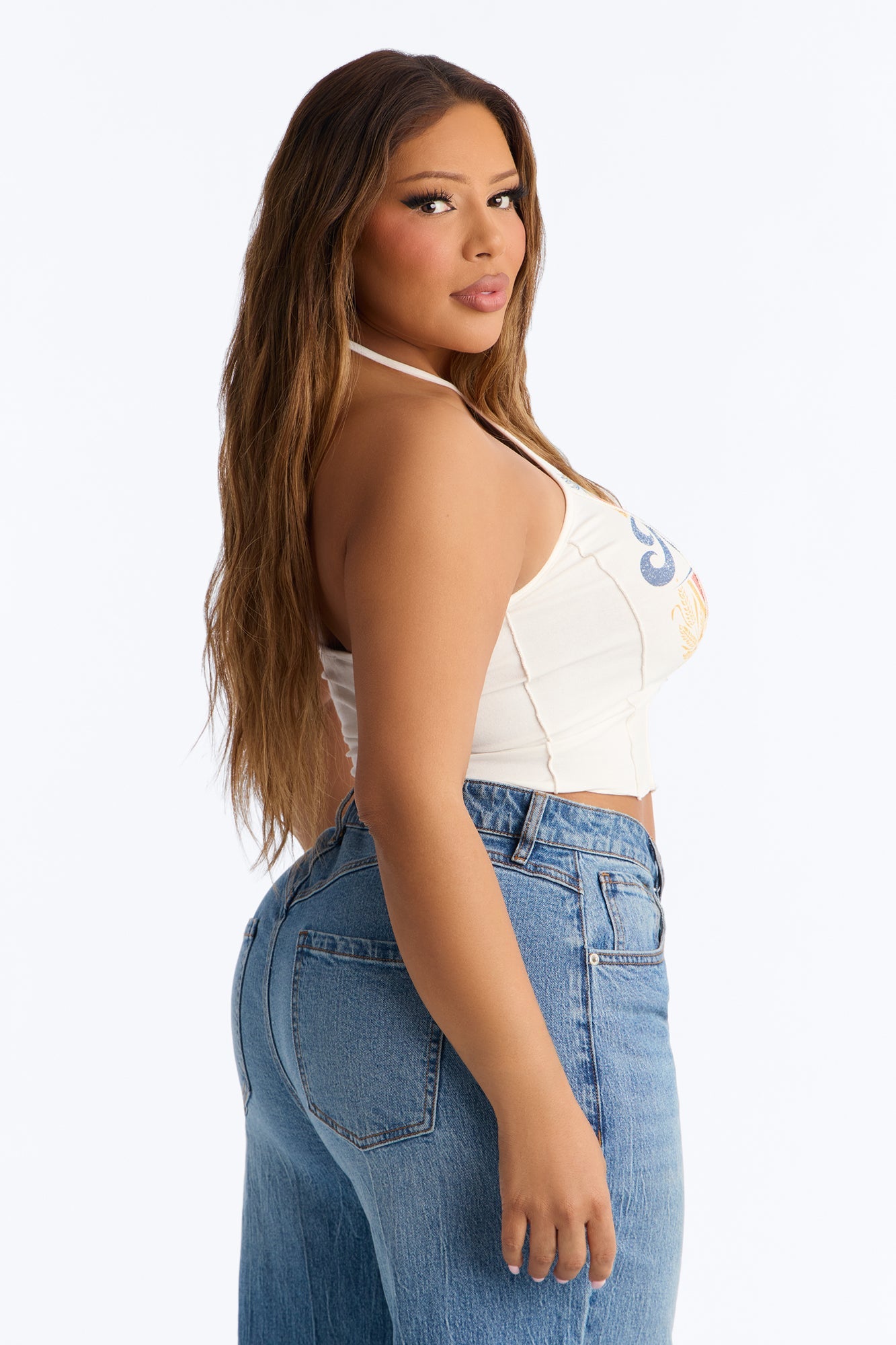 Midwest Cropped Halter Top - White