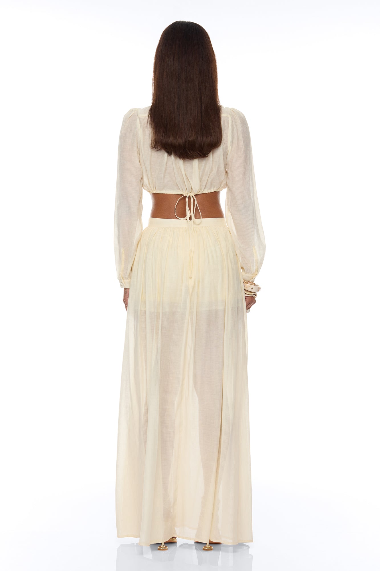 Hailey Flyaway Top Short Set - Cream