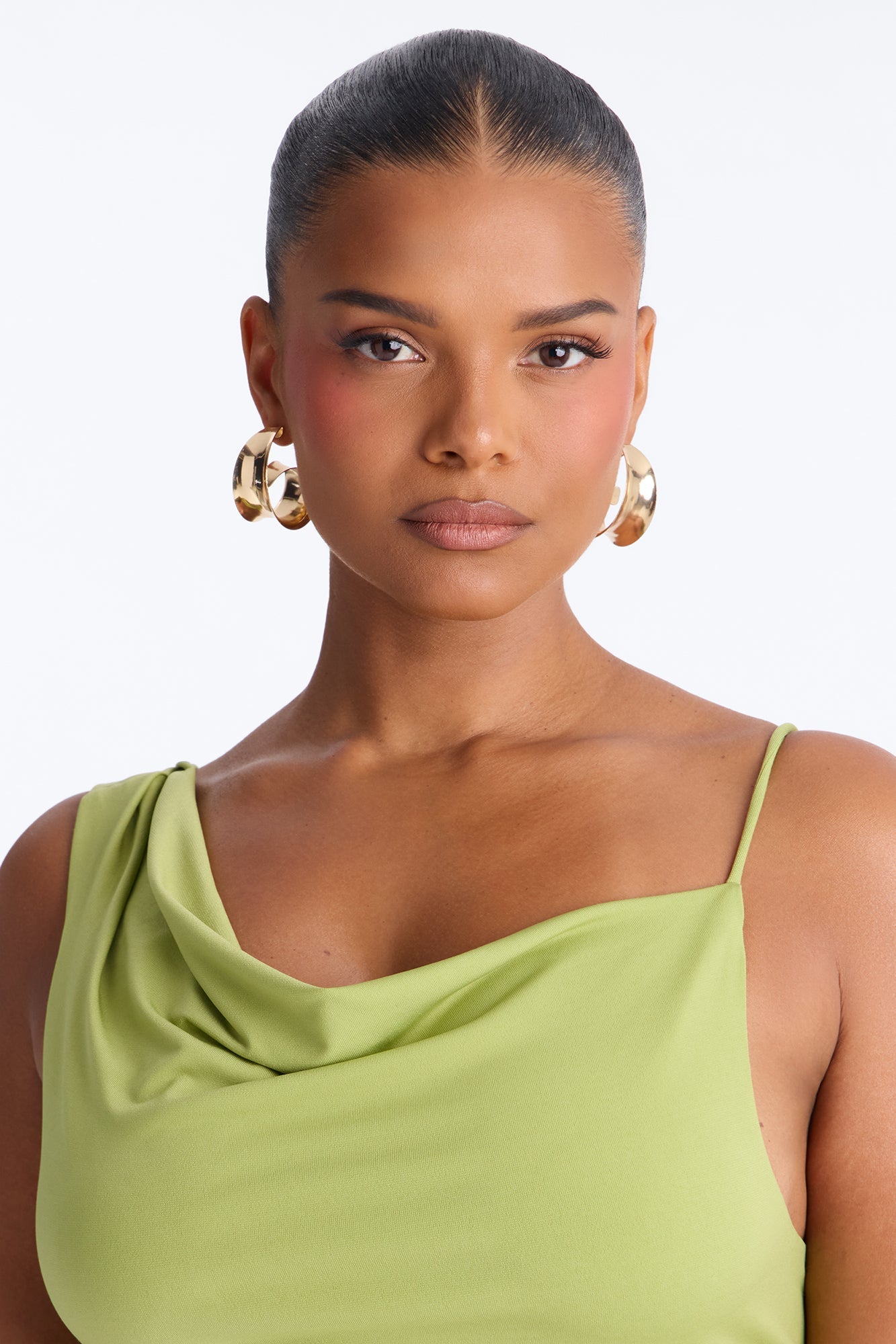 Elara Asymmetrical Twist Sleeveless Long Top - Chartreuse