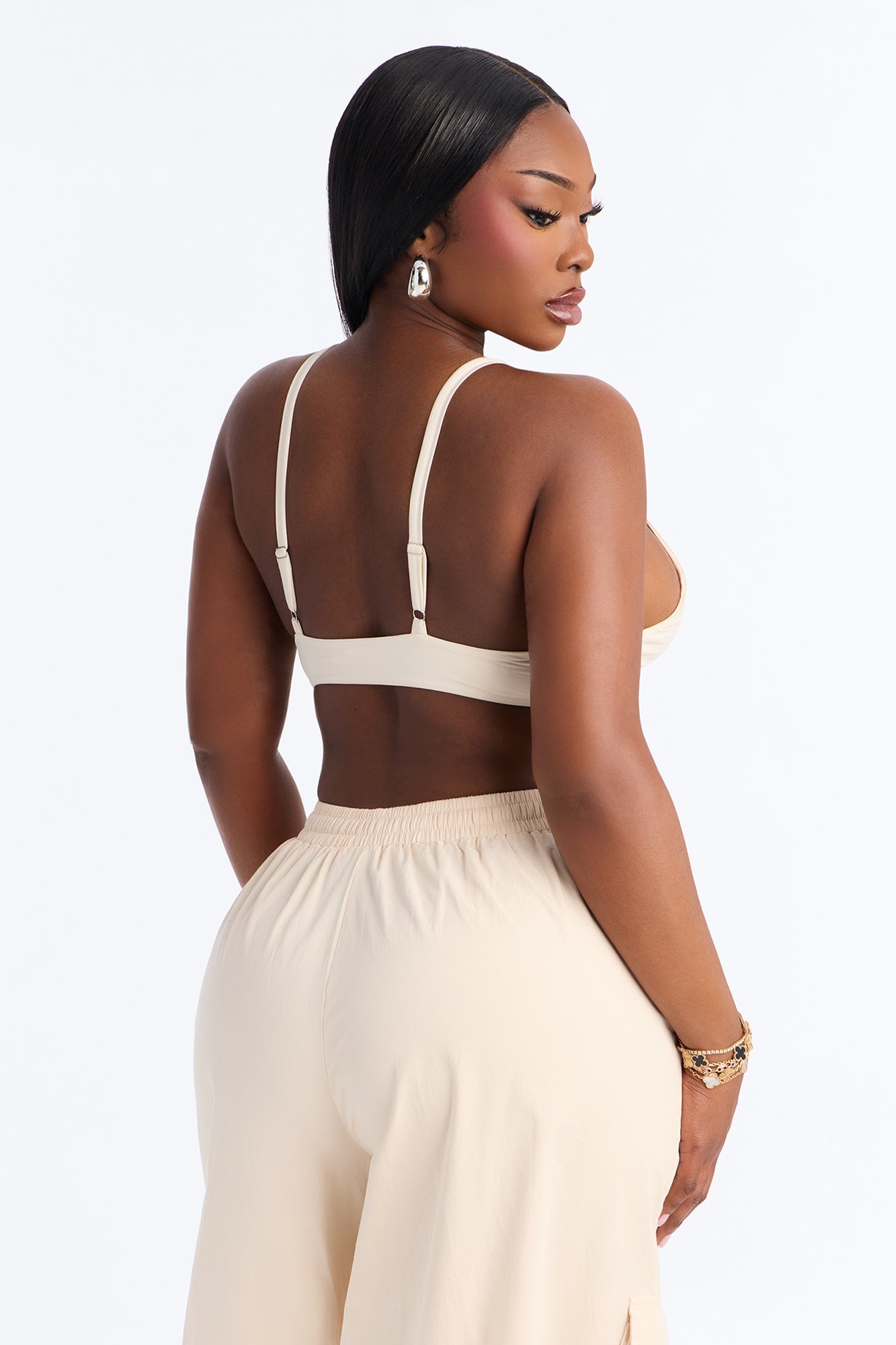 Second Skin Deep V Neck Bra Top - Bone