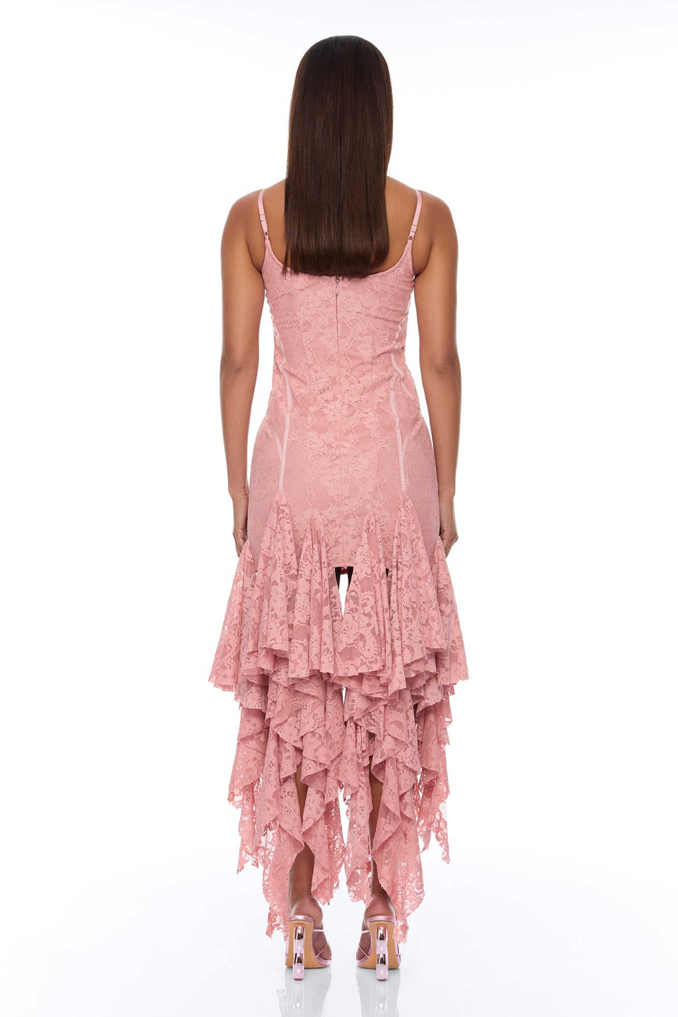 Madeline Ruffle Lace Maxi Dress - Mauve