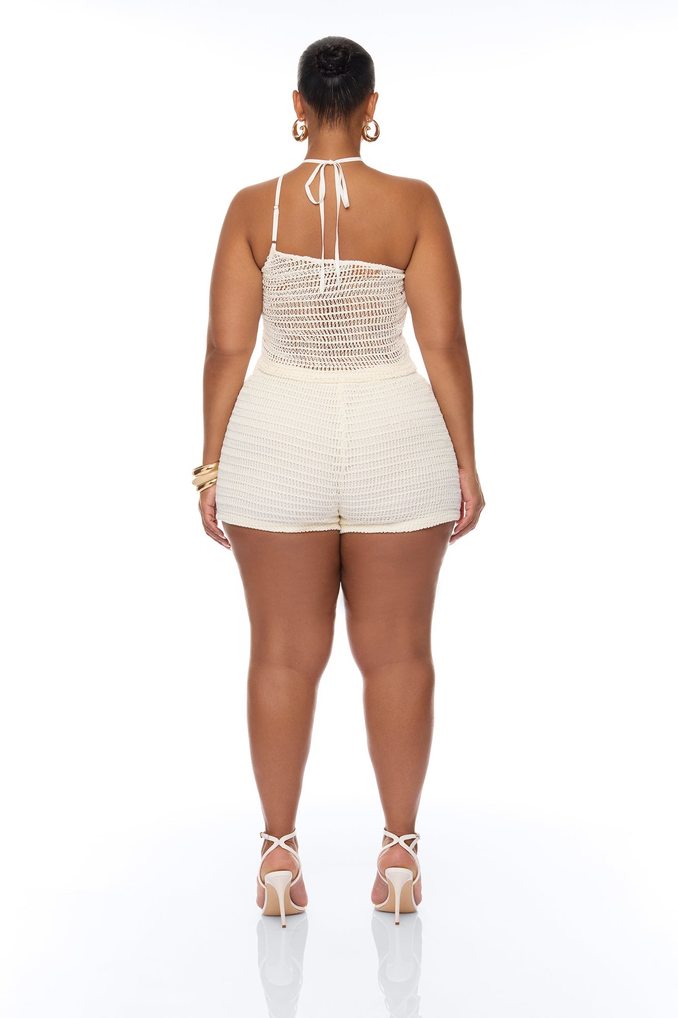 Alayah Floral Applique Crochet Short Set - Sand