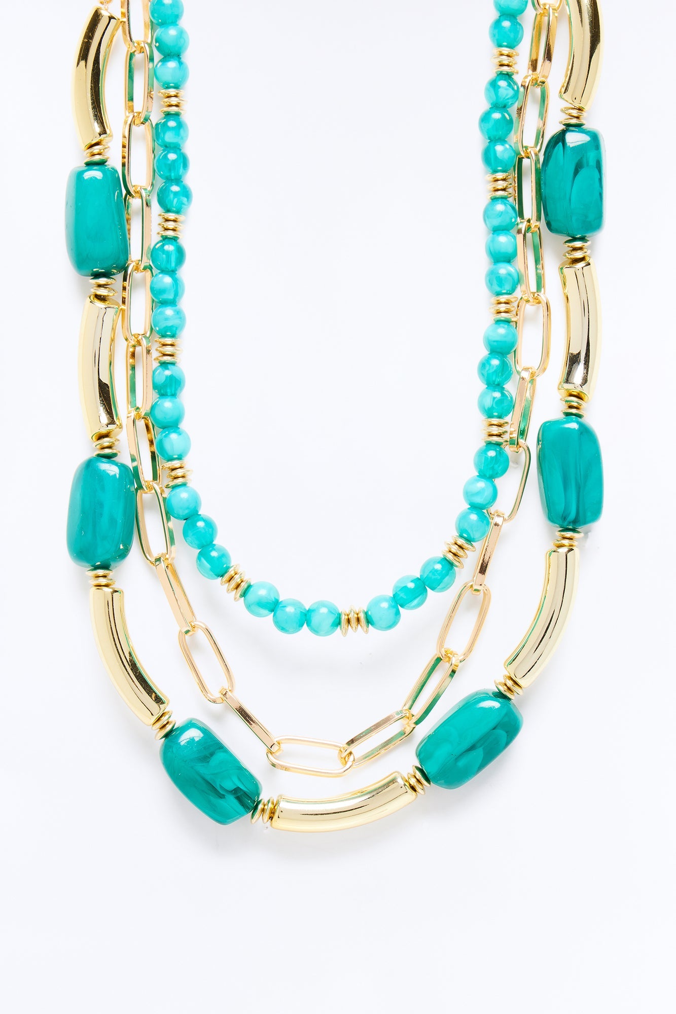Beaded Brady Layered Necklace - Gold/Blue