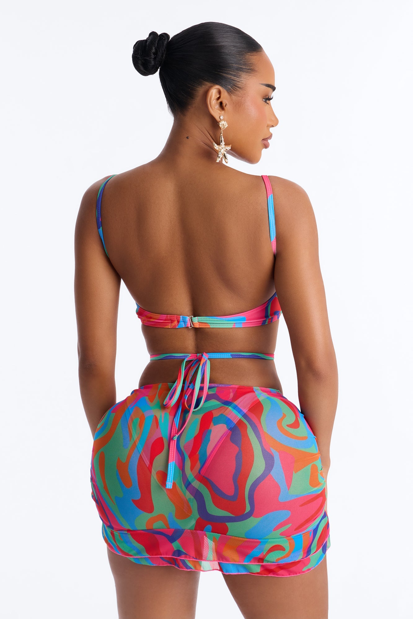 Kairi 3 Piece Bralette Bikini & Mini Cover Up Skirt Sunsuit - Multi Color