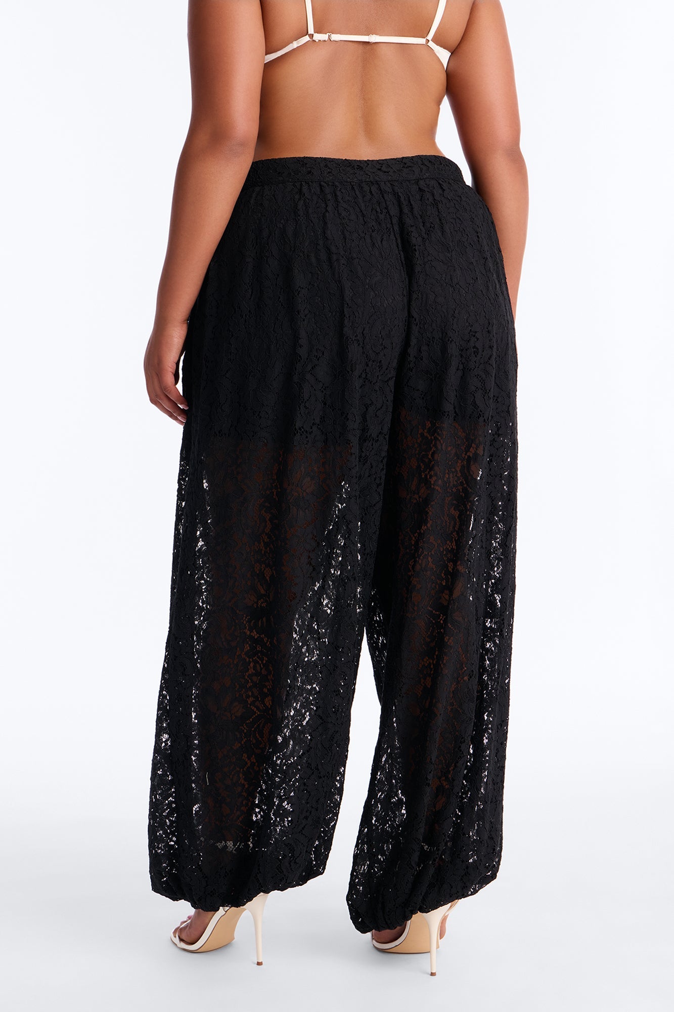 Barely A Secret Sheer Lace Balloon Pant 30″ - Black