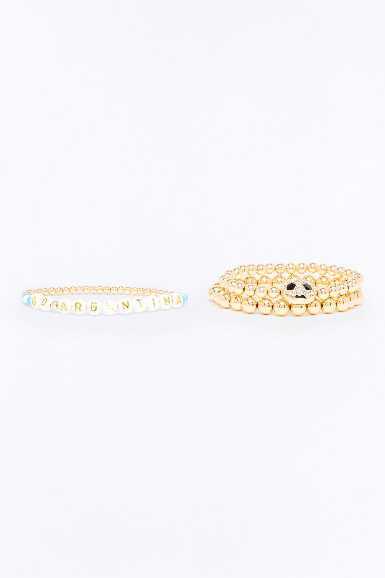 Go Argentina Soccer 3 Piece Bracelet Set - Gold/Blue