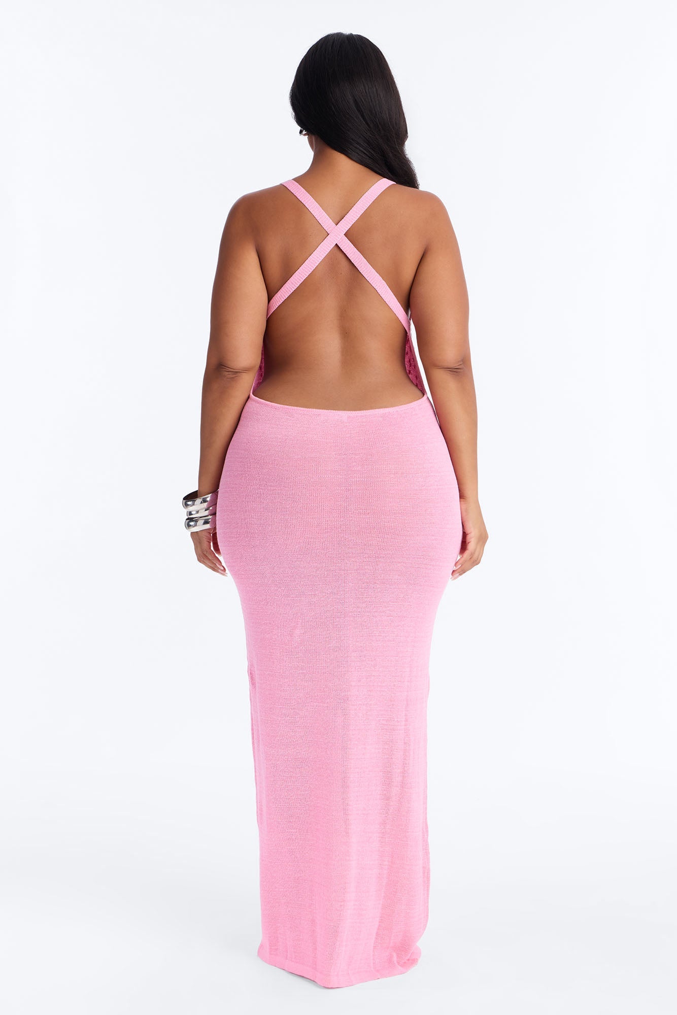 Shining In Paradise Crochet Maxi Dress - Light Pink