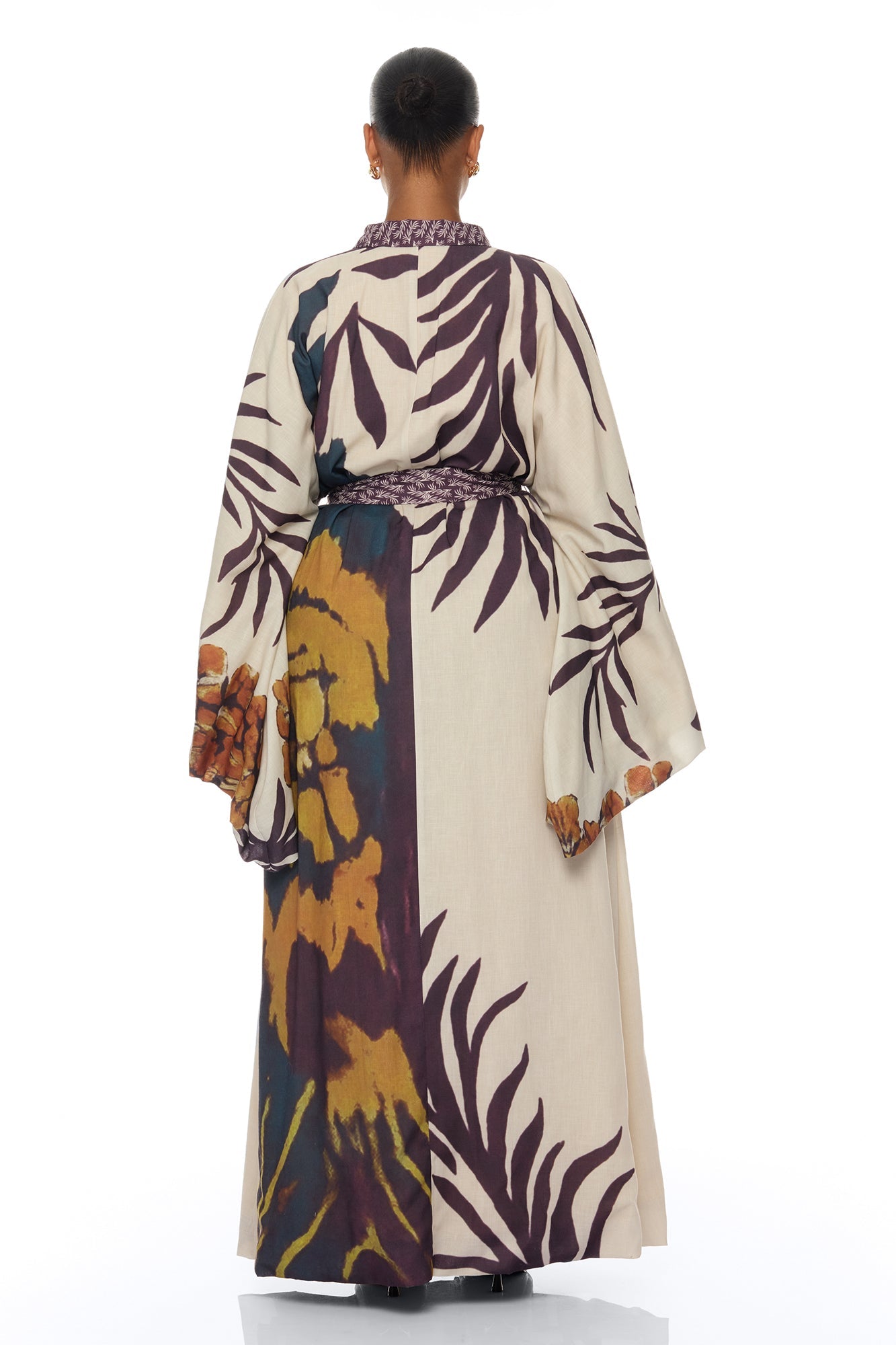 Samira Tie Waist Linen Maxi Dress - Taupe/combo