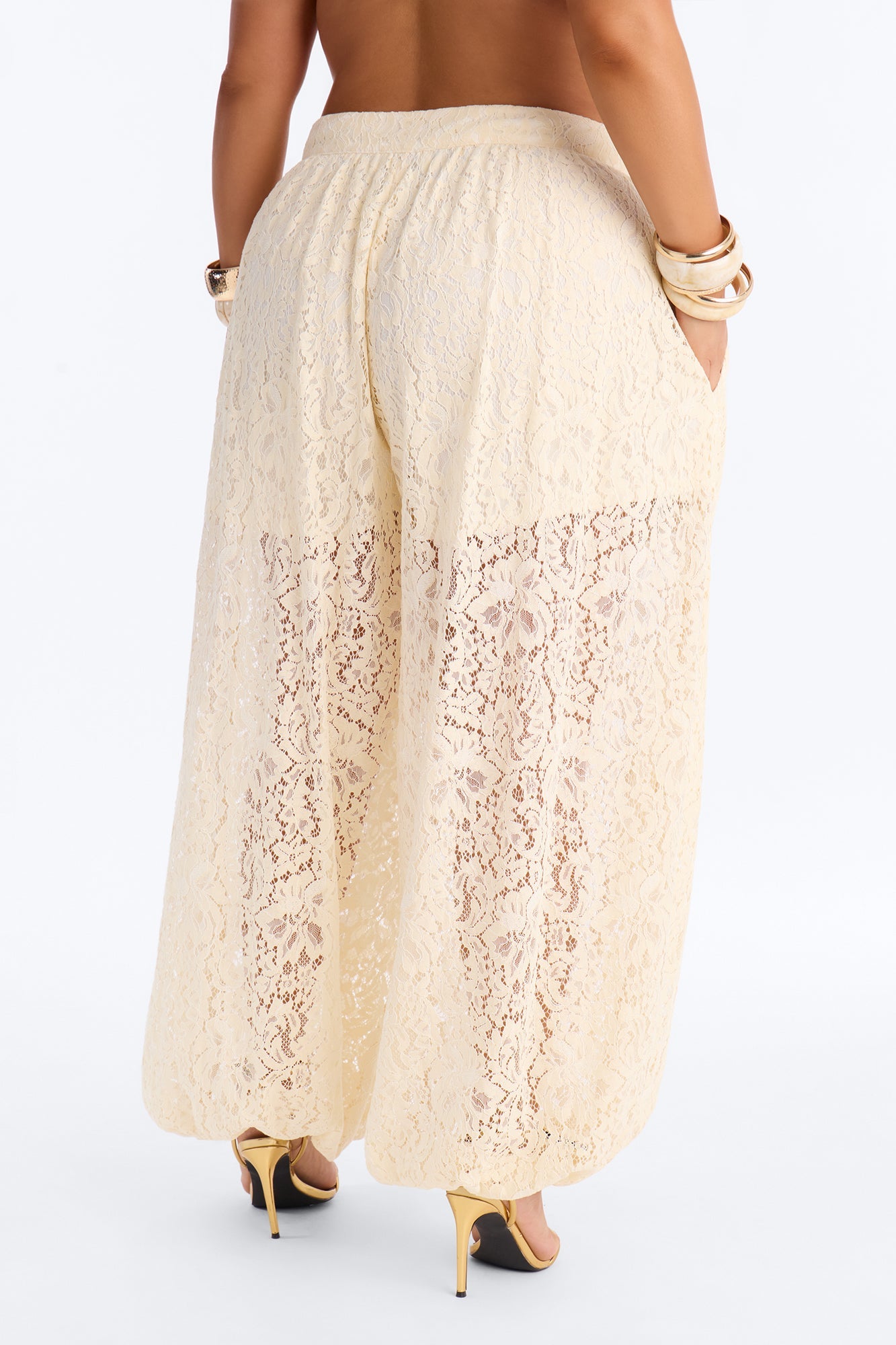 Barely A Secret Sheer Lace Balloon Pant 30″ - Ivory