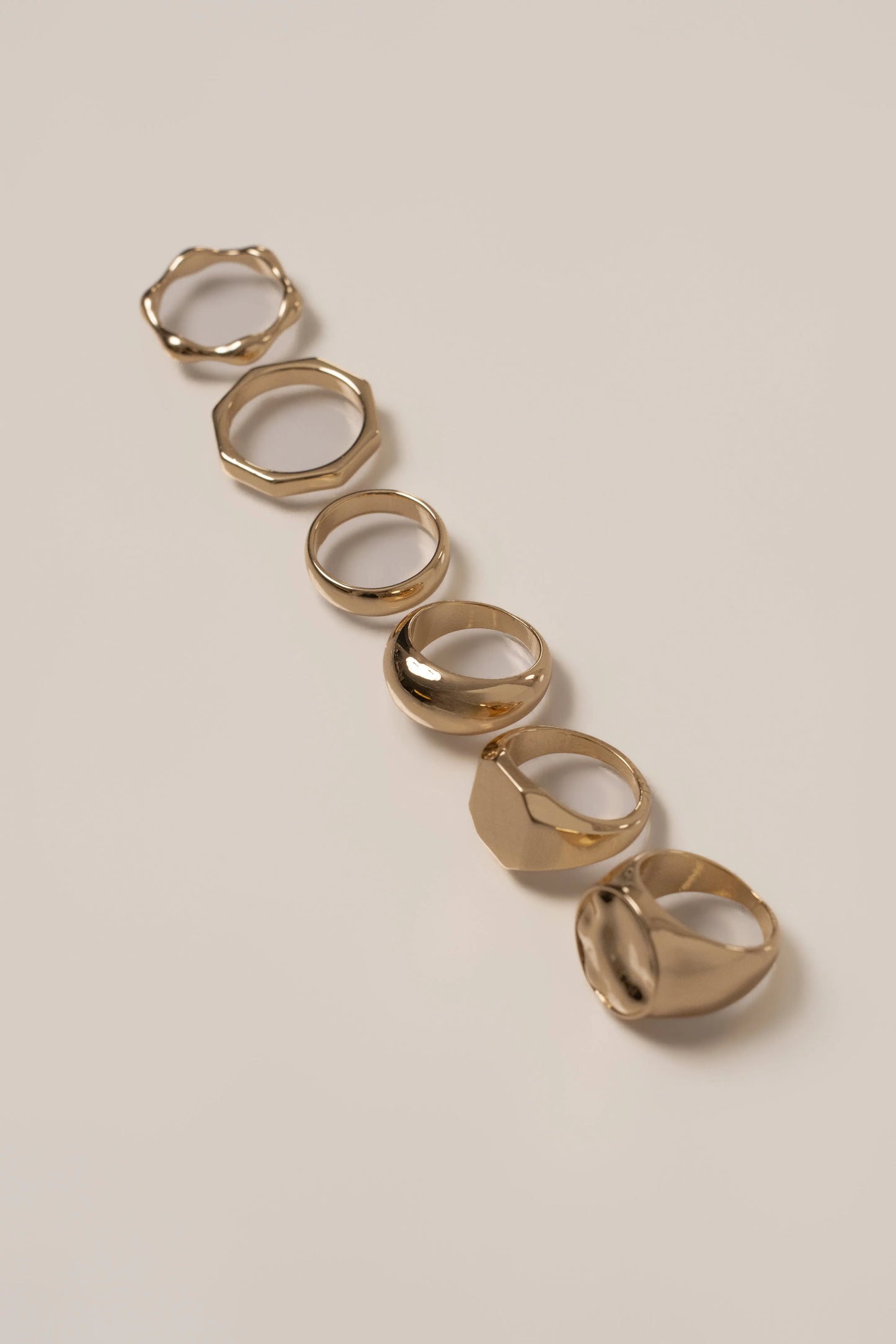 Gold Alba 6 Ring Set JLUXLABEL