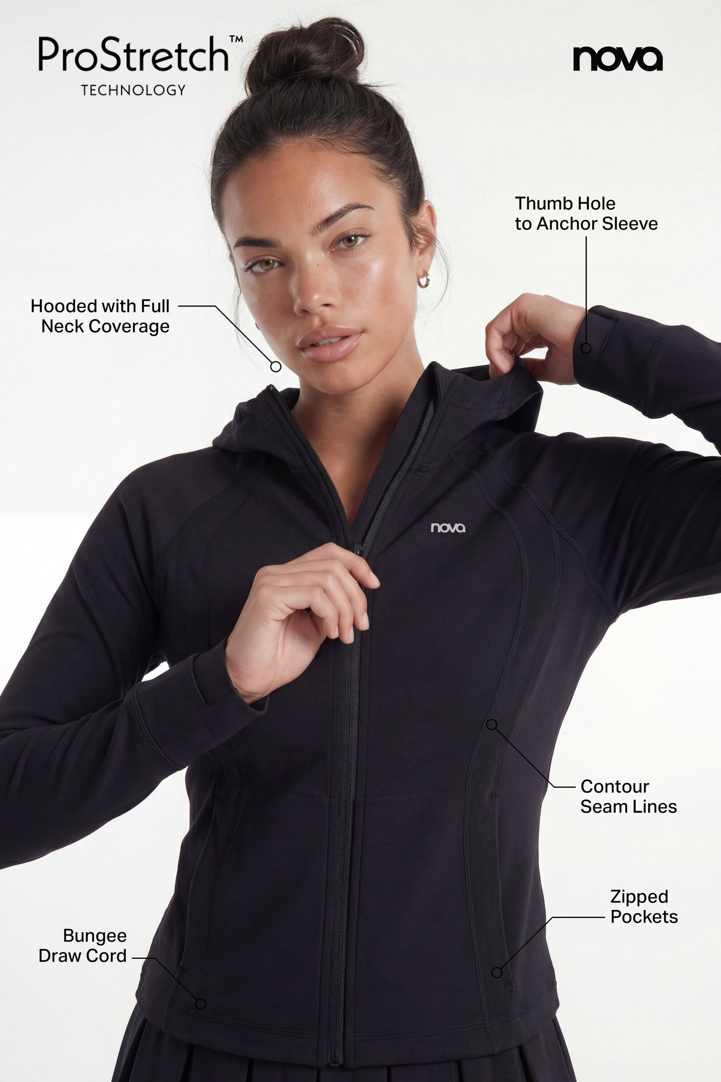 ProStretch™ Front Zip Hoodie Jacket - Black
