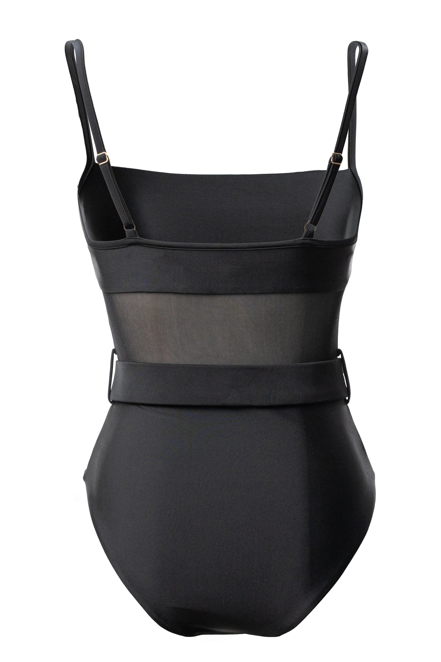 Black Solare Belted Swimsuit JLUXLABEL