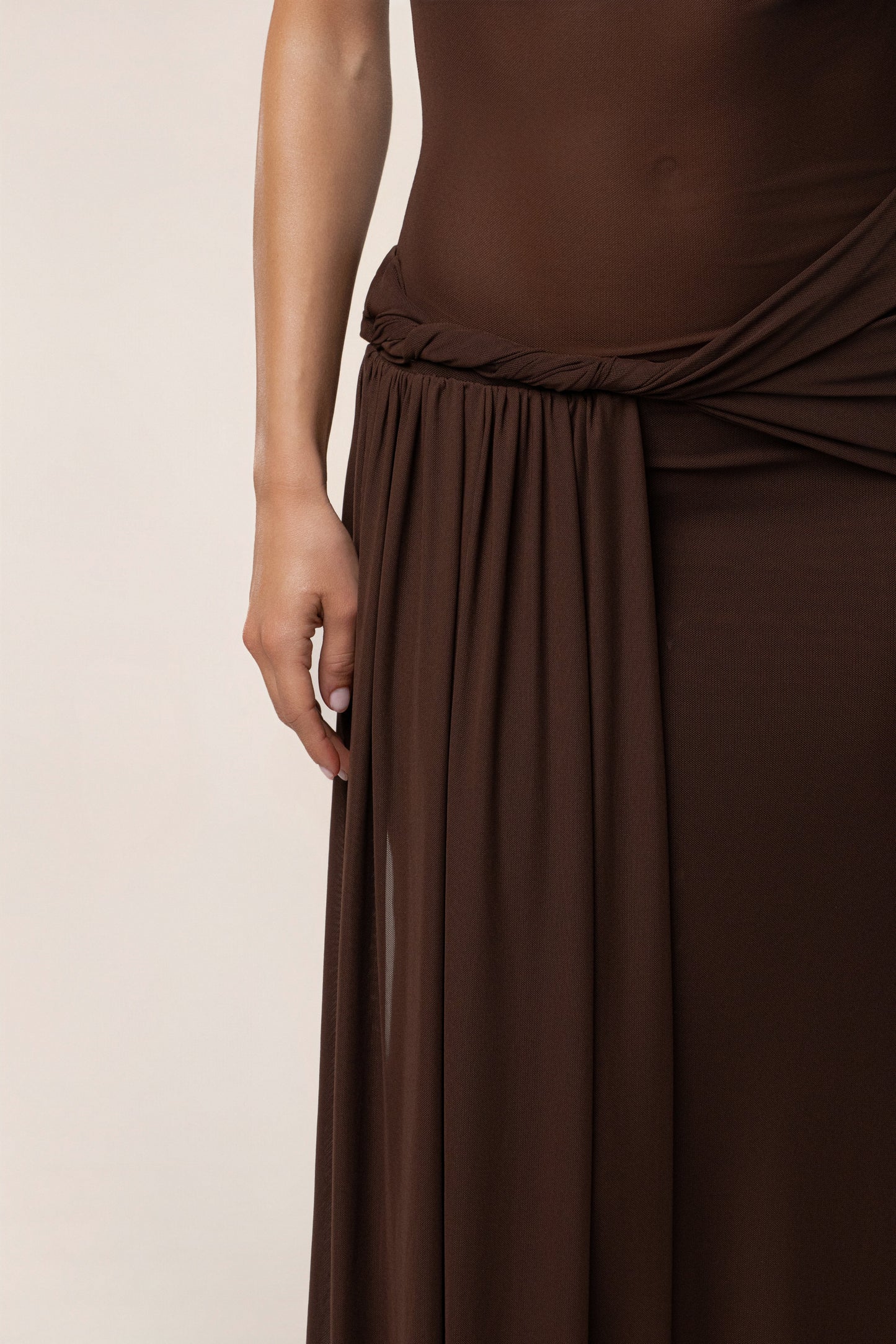 Brown Serenity Drape Gown JLUXLABEL