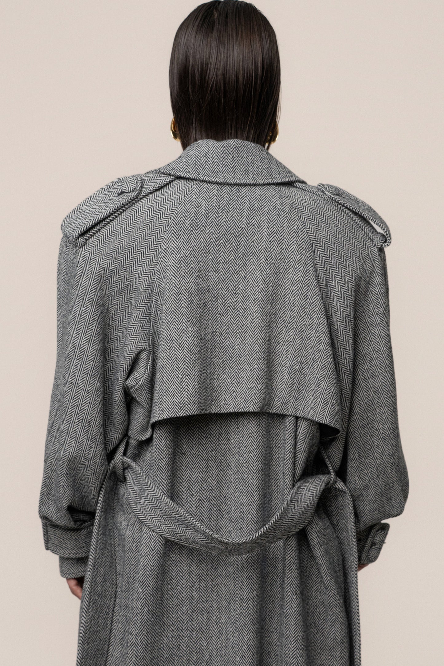 Herringbone Oversized Trench Coat JLUXLABEL