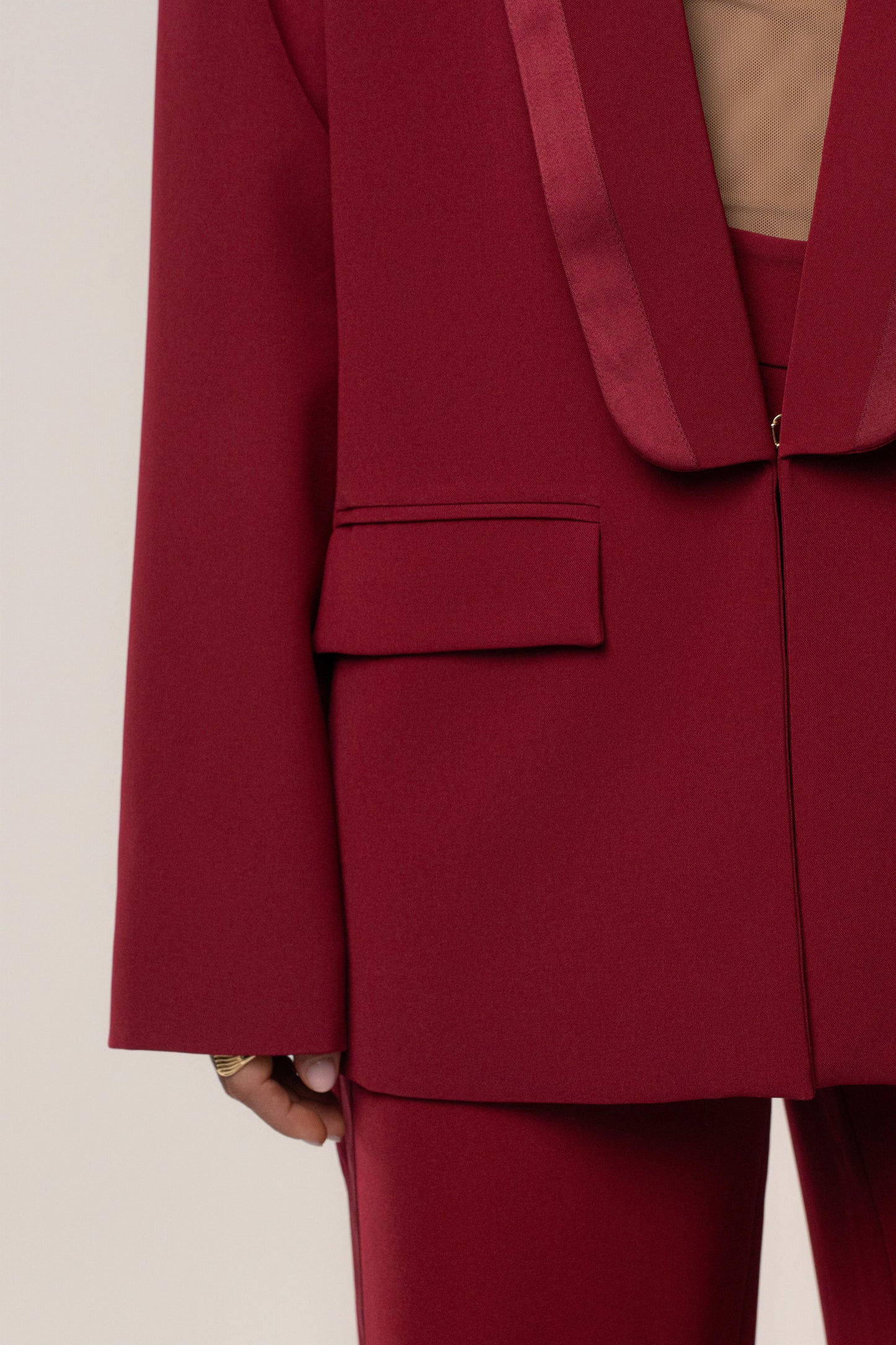 Burgundy Suite Life Woven Blazer JLUXLABEL
