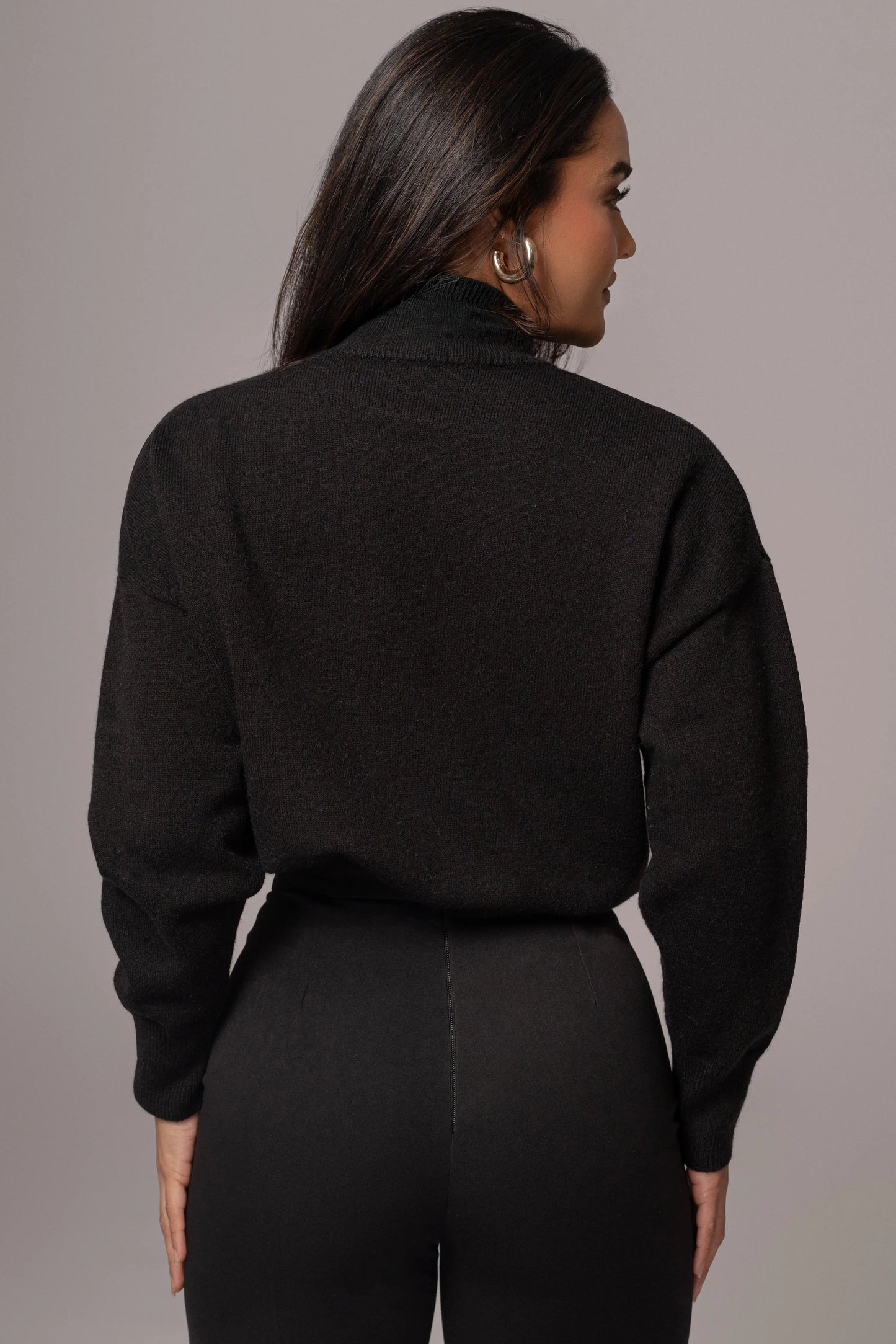 Black Turtleneck Sweater Top JLUXLABEL