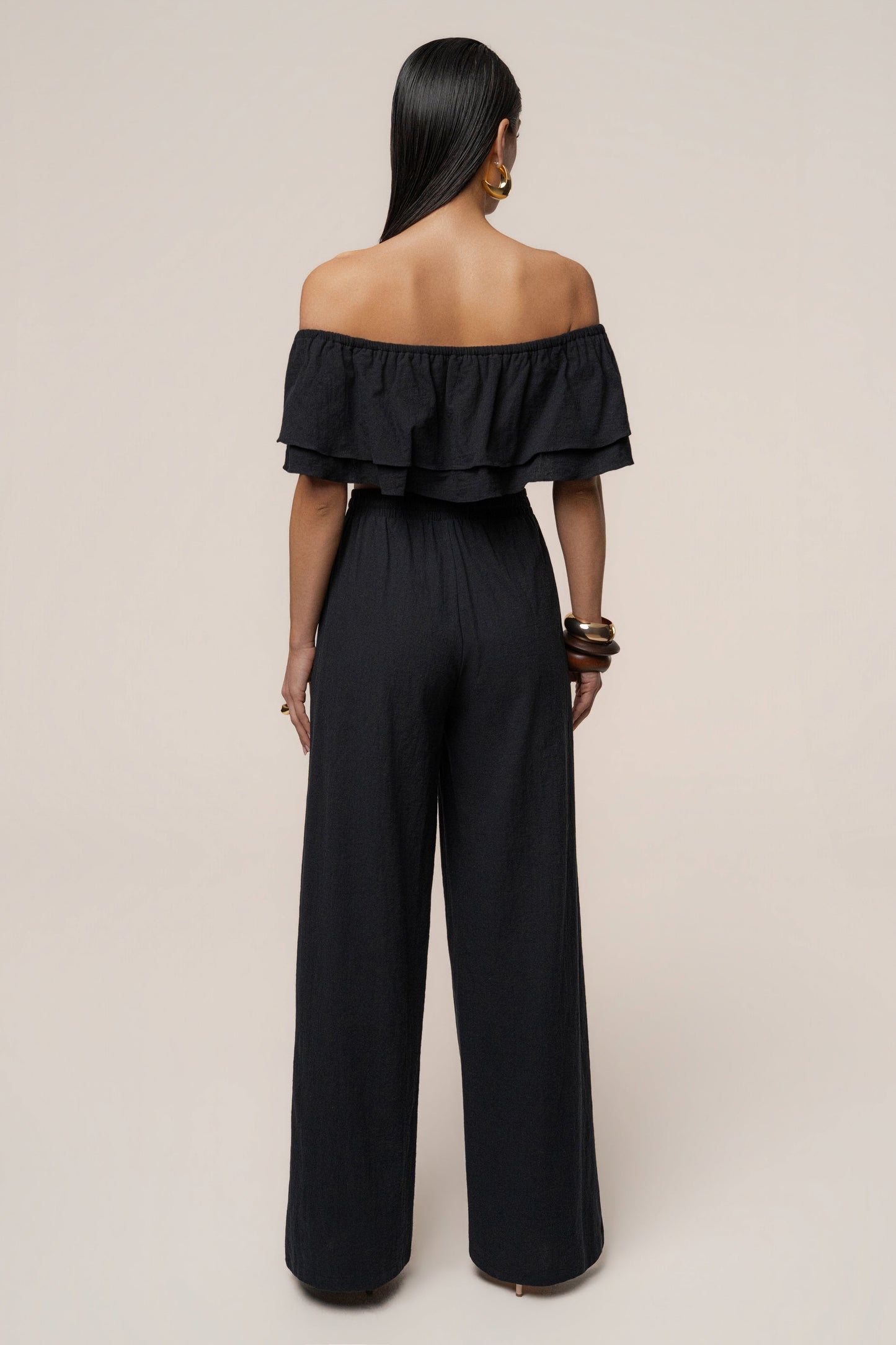Black Marina Two-Piece Pant Set JLUXLABEL