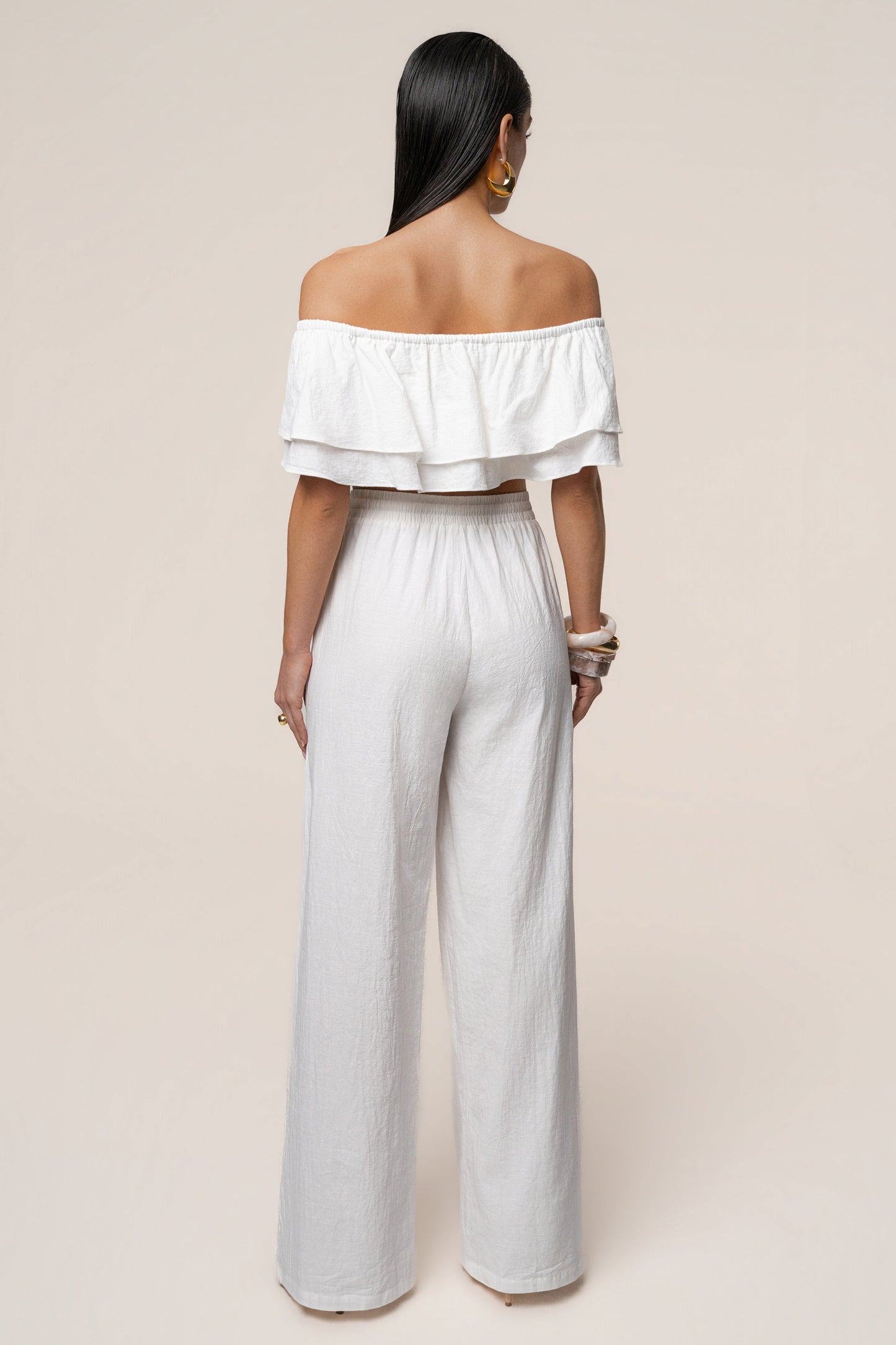 White Marina Two-Piece Pant Set JLUXLABEL