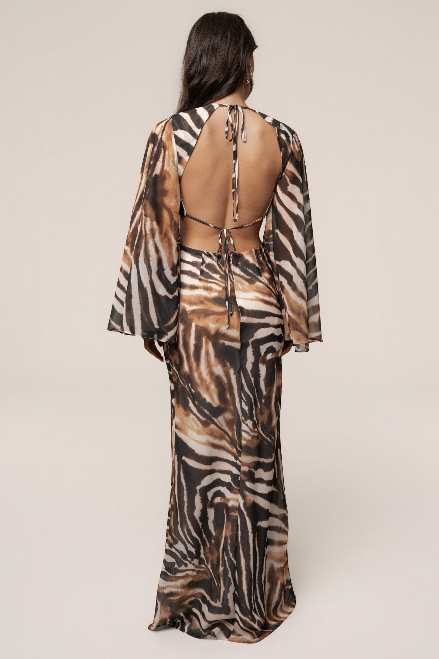 Brown Zebra Instincts Print Maxi Dress JLUXLABEL