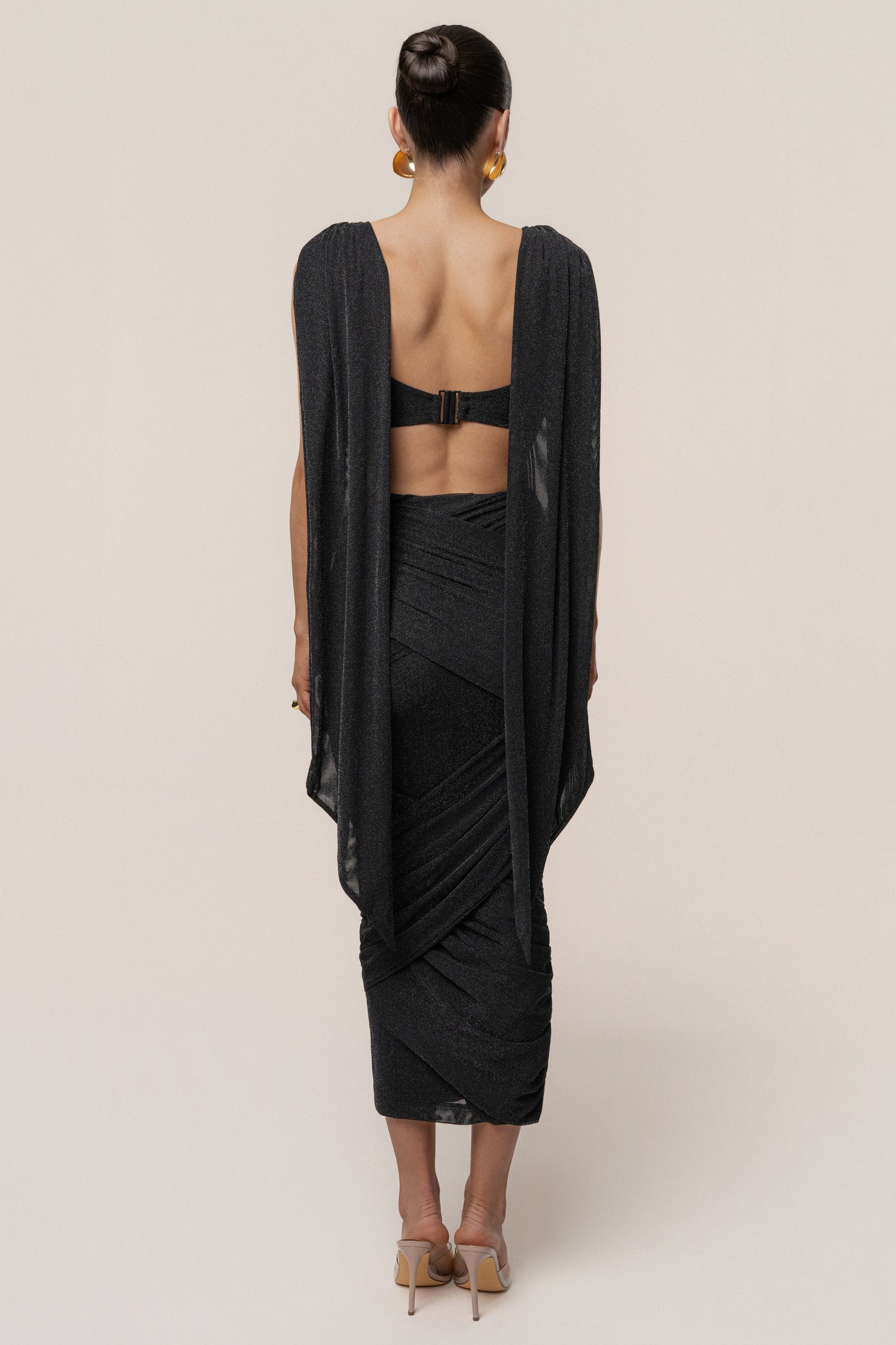 Black Divine Drape Skirt Set JLUXLABEL
