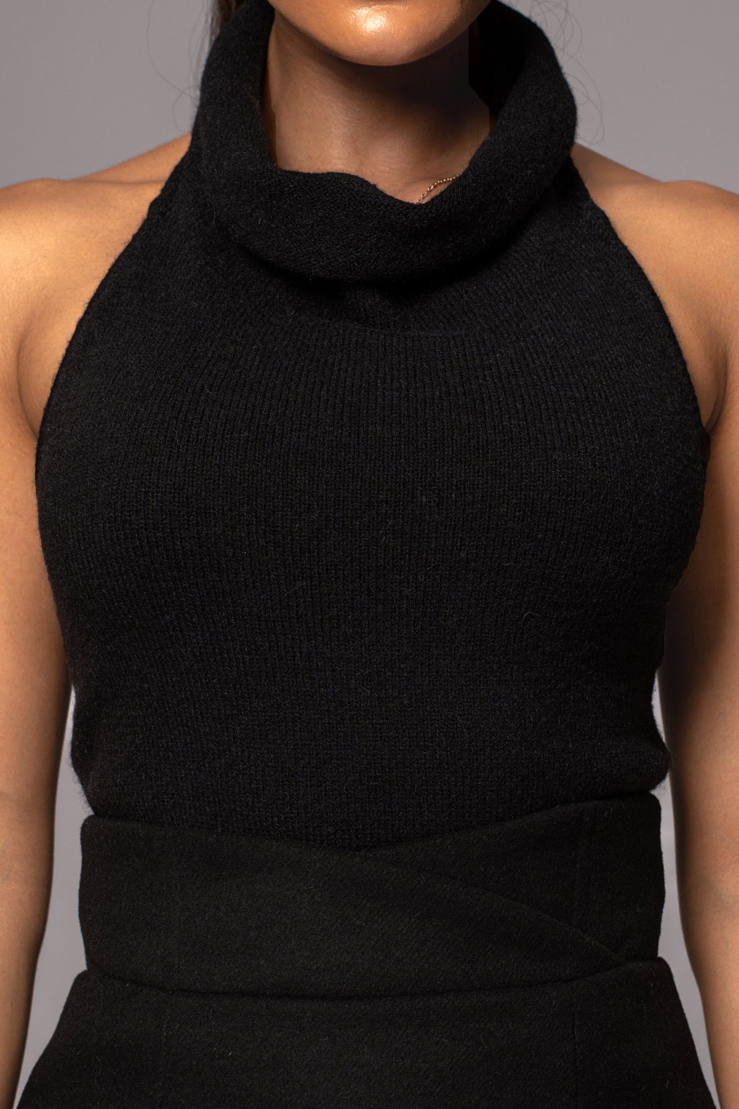 Black Joya Rib Knit Top JLUXLABEL
