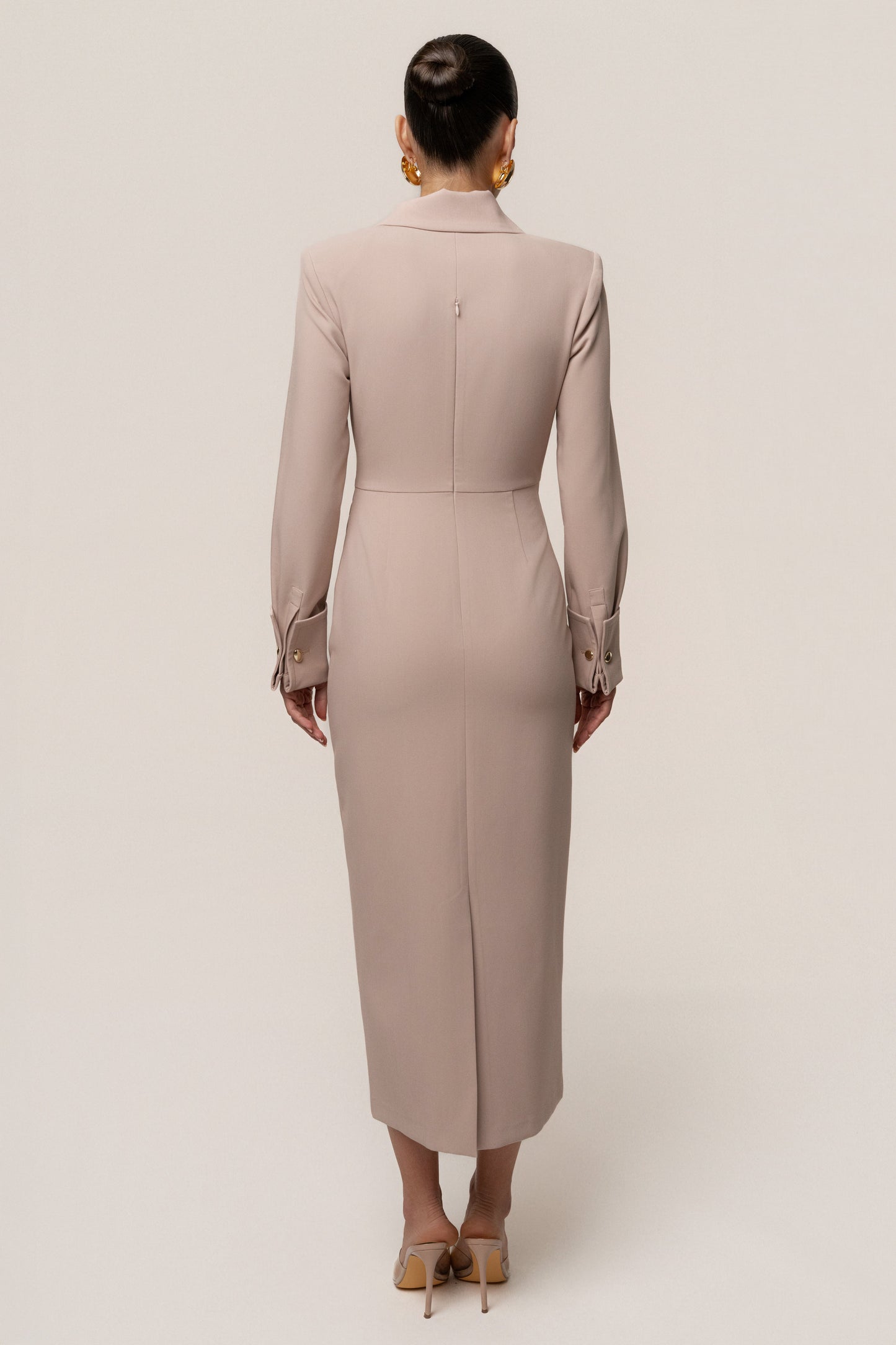 Taupe Manifest Blazer Midi Dress JLUXLABEL