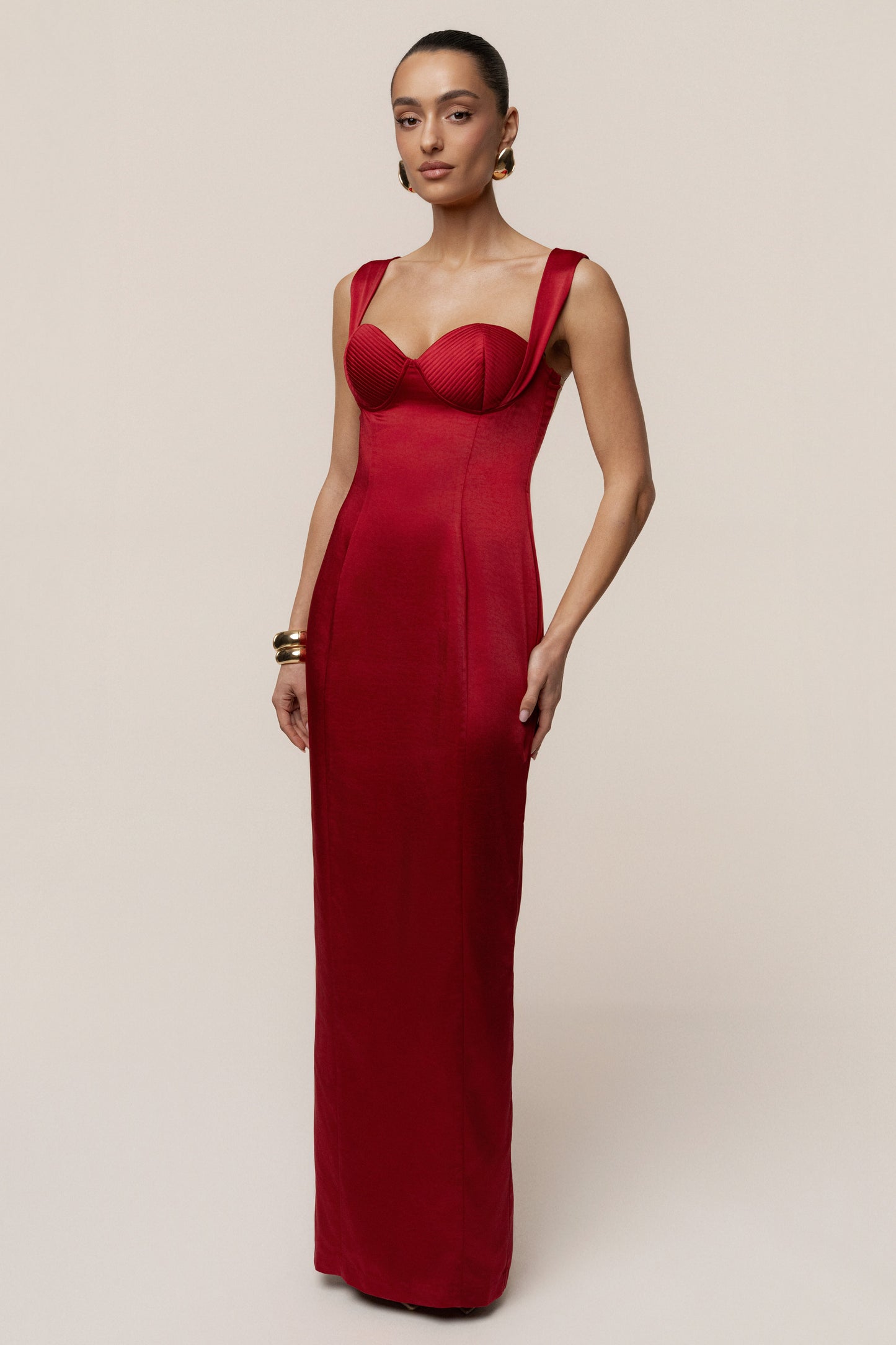 Red Amour Satin Maxi Dress JLUXLABEL