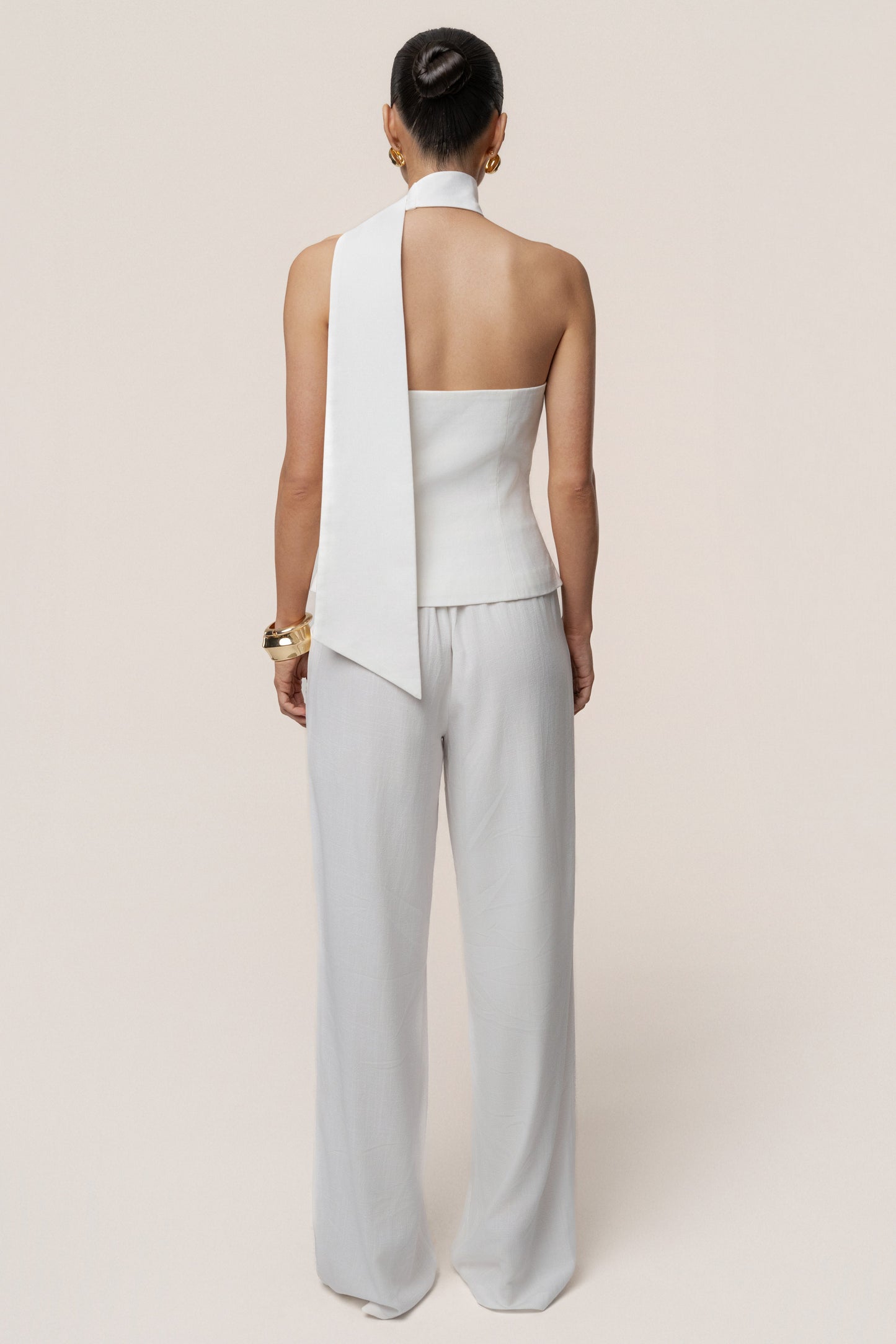 PRE-ORDER Ivory Asymmetric Scarf Top JLUXLABEL
