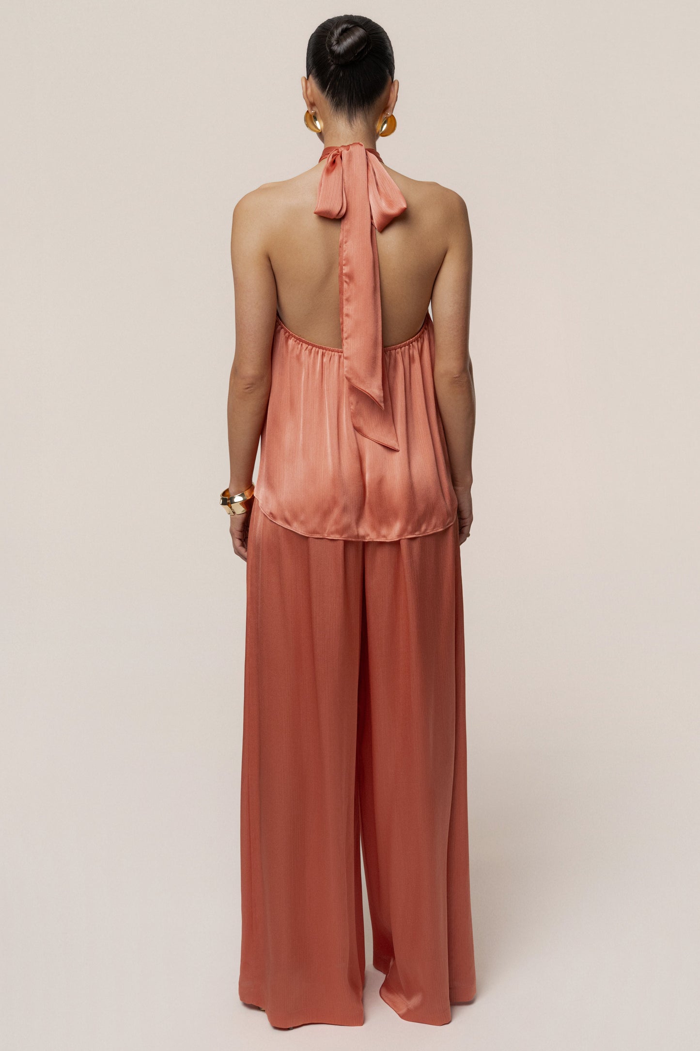 Salmon Cascade Satin Pant Set JLUXLABEL