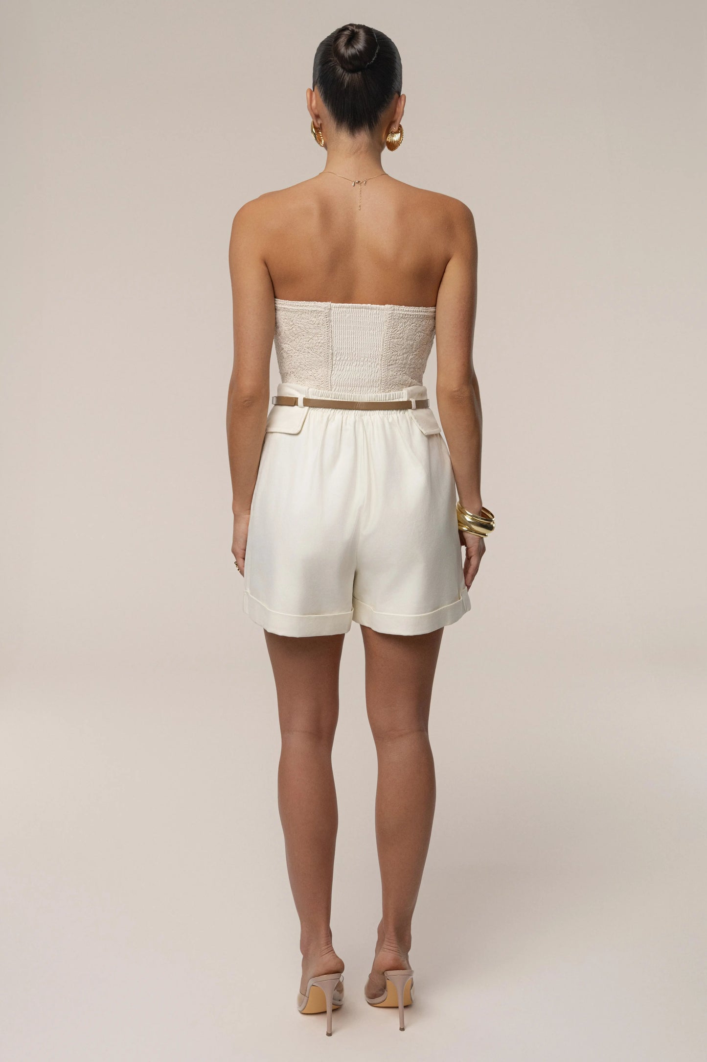 Ivory Belted Cargo Shorts JLUXLABEL