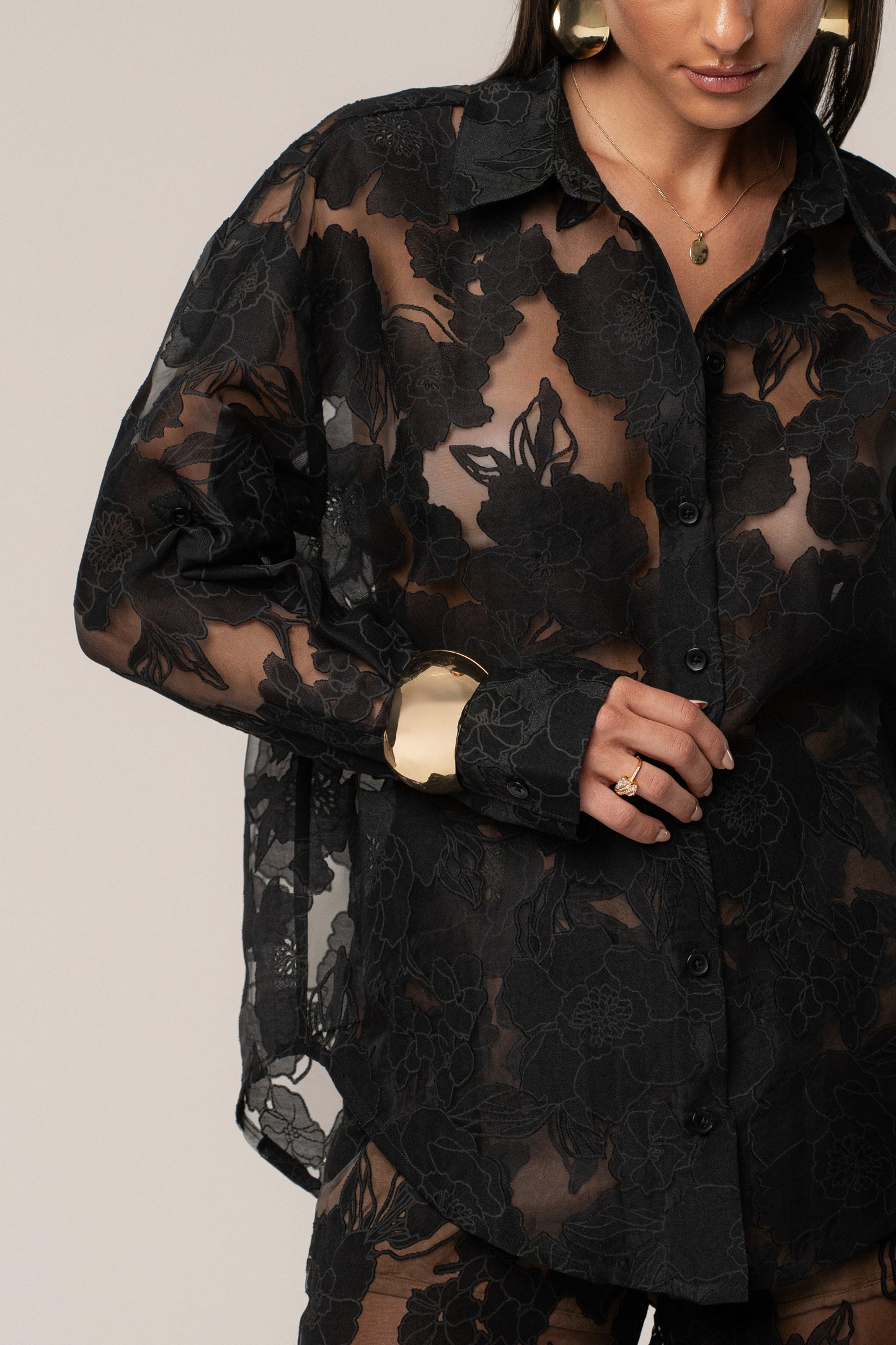 PRE-ORDER Black Organza Floral Blouse JLUXLABEL