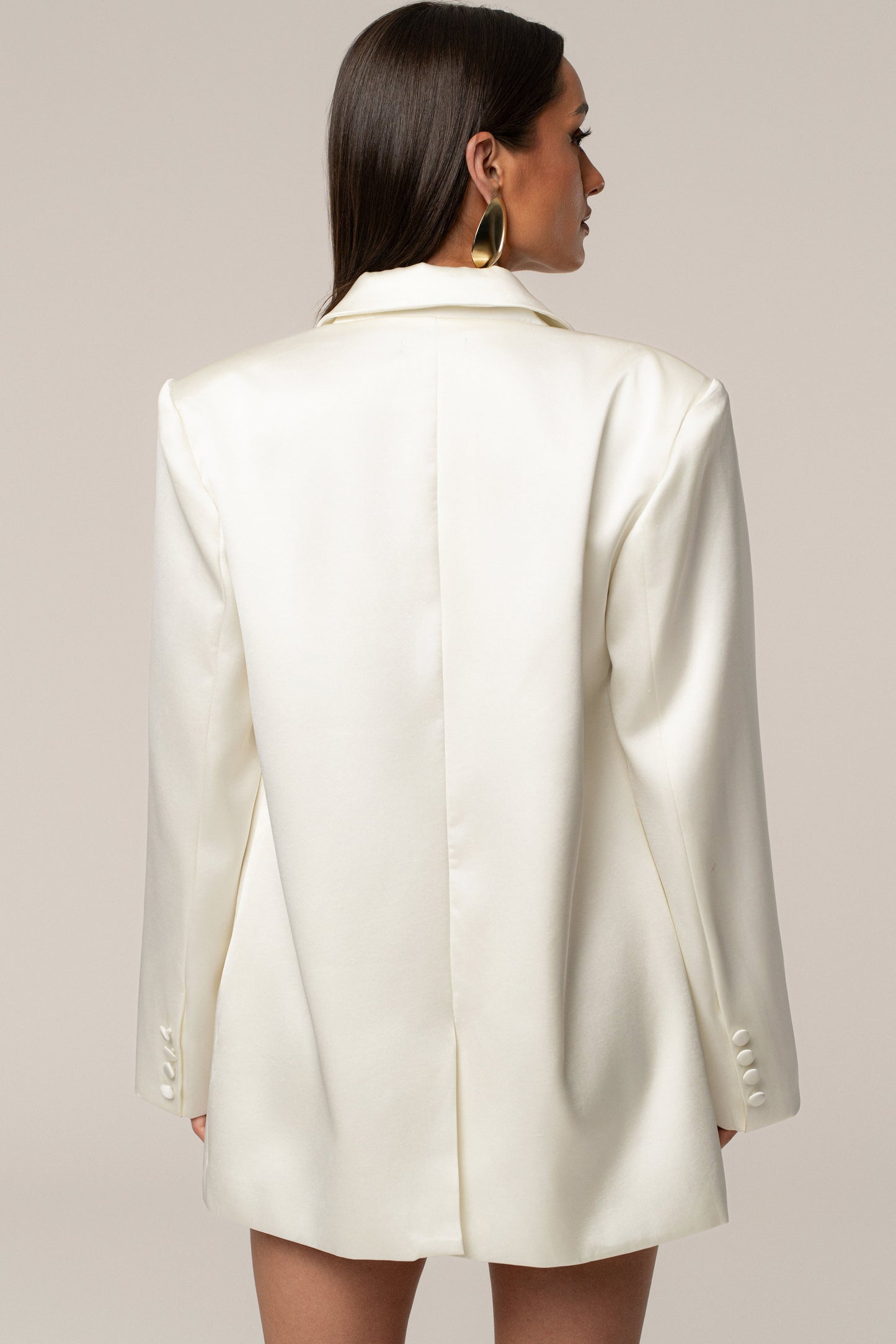 Ivory Lara Oversize Satin Blazer JLUXLABEL