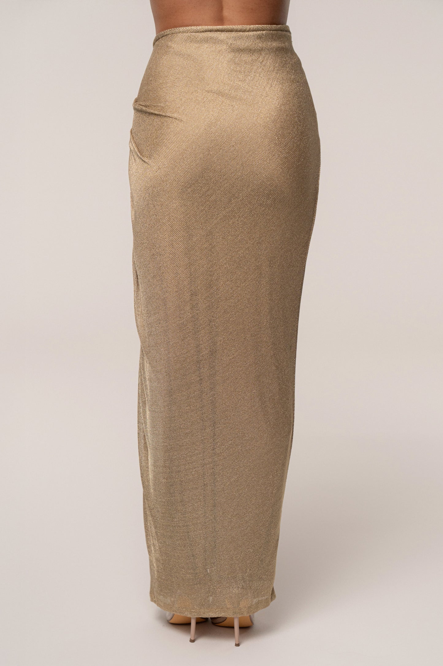 Gold Noelia Metallic Slit Skirt