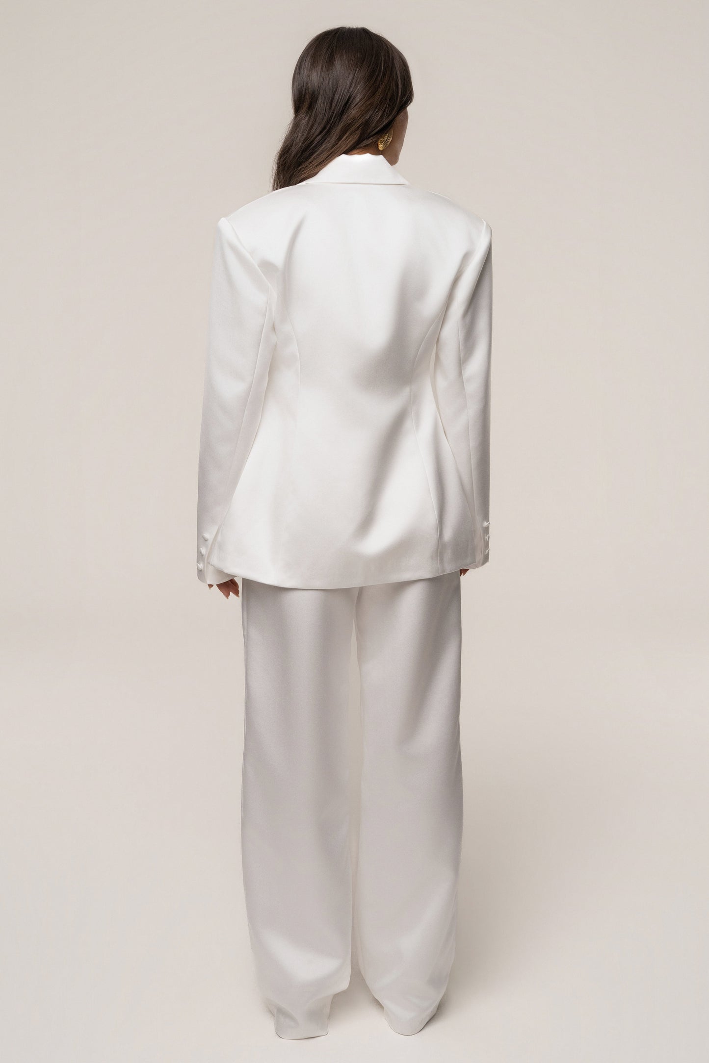 White Victoria Satin Blazer JLUXLABEL