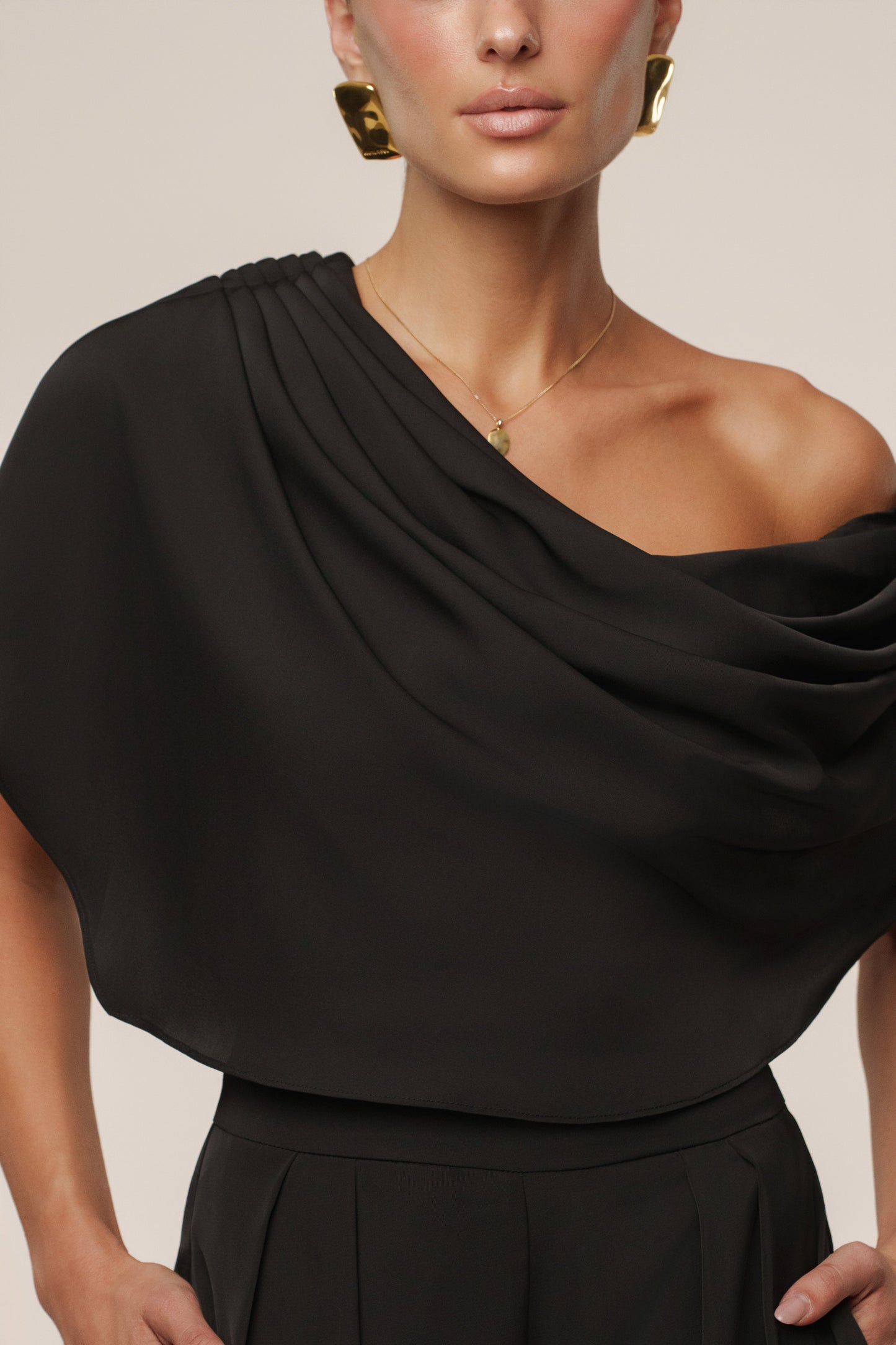 Black Gleam and Glow Satin Top JLUXLABEL