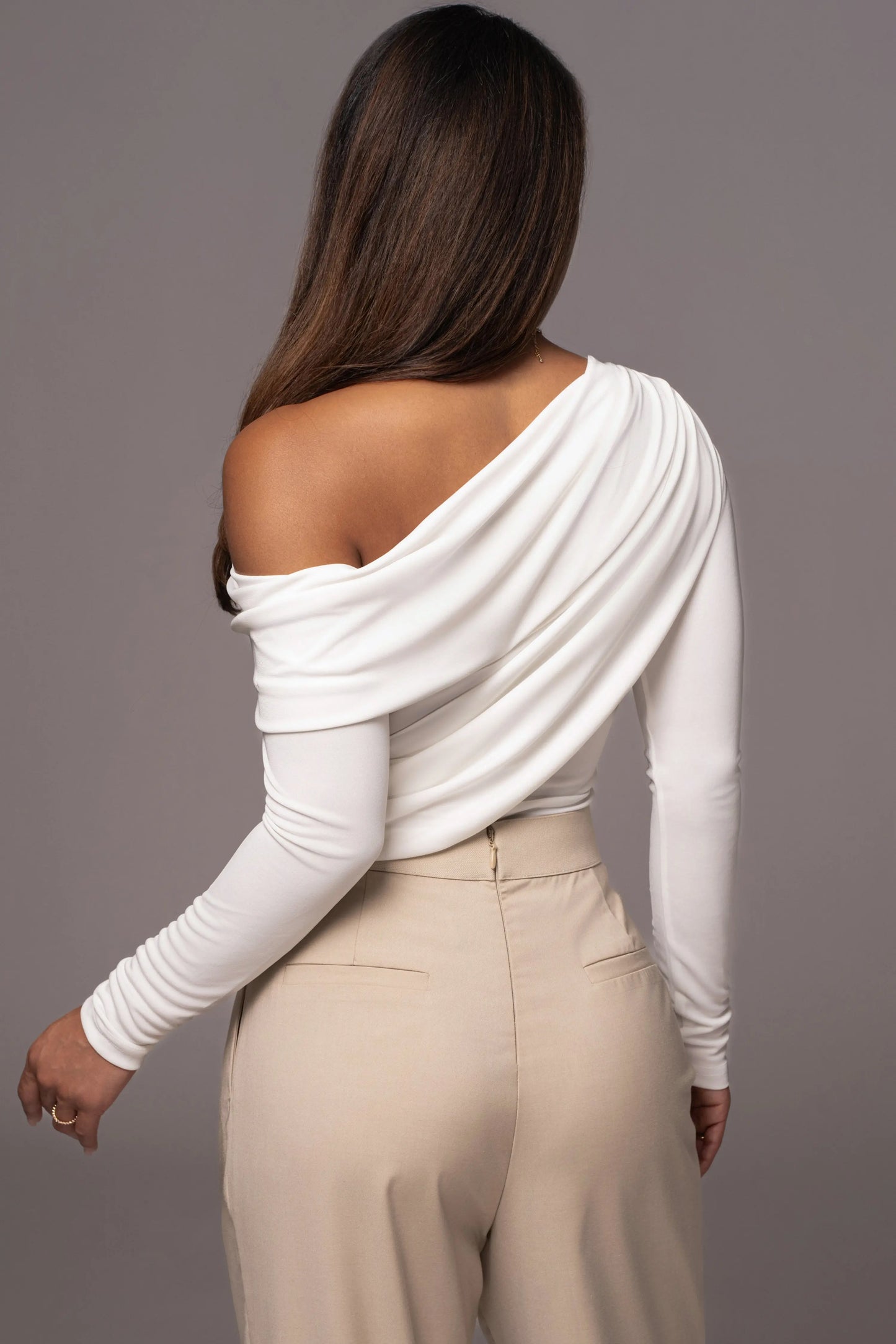 White Ultra High Neck Bodysuit JLUXLABEL
