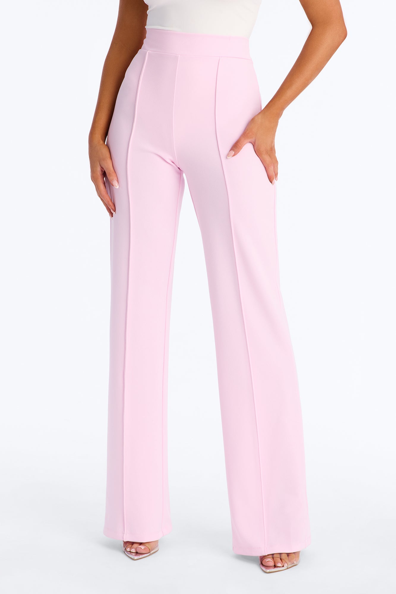 Victoria High Waisted Dress Pants - Light Pink