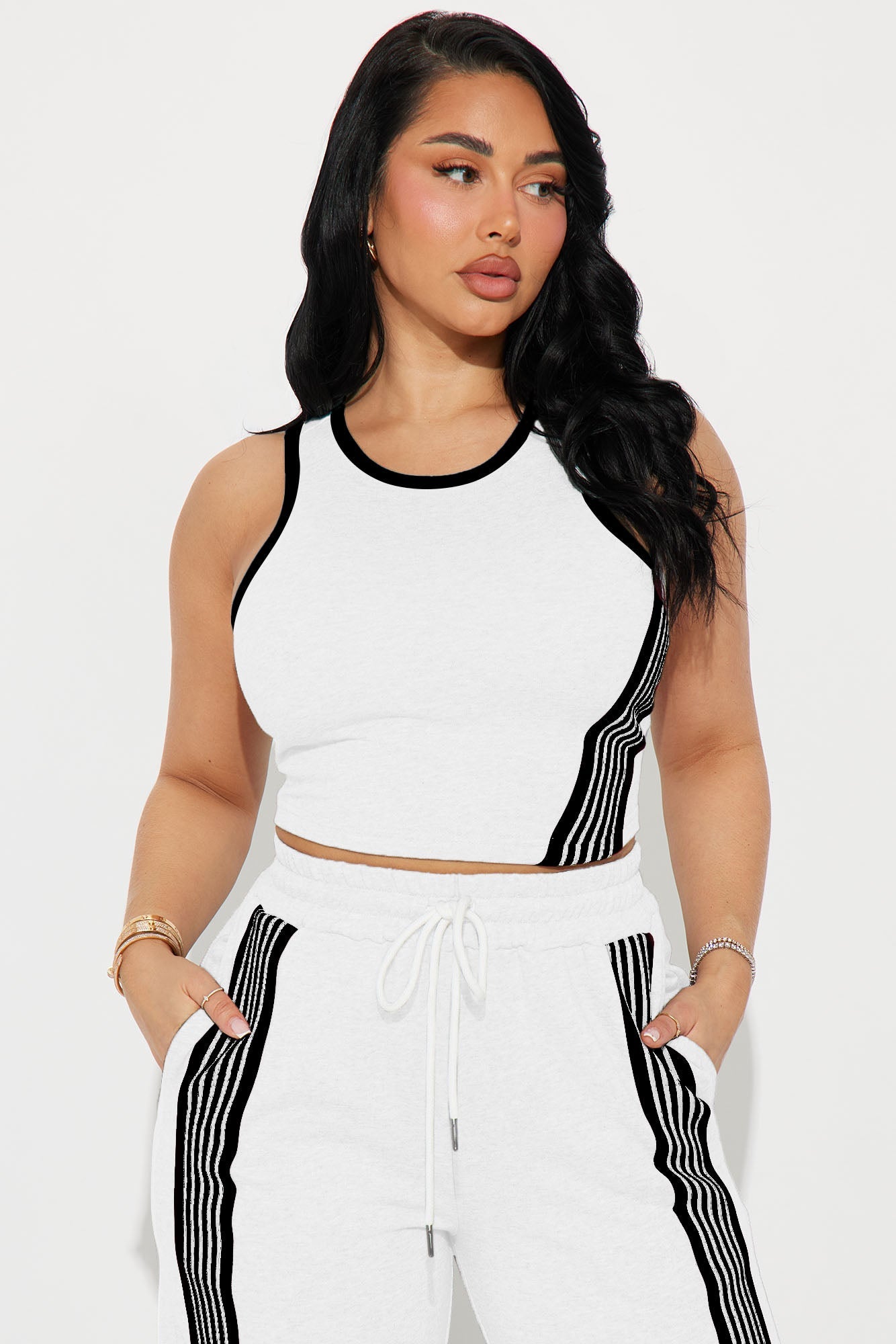Varsity Babe Pant Set - White